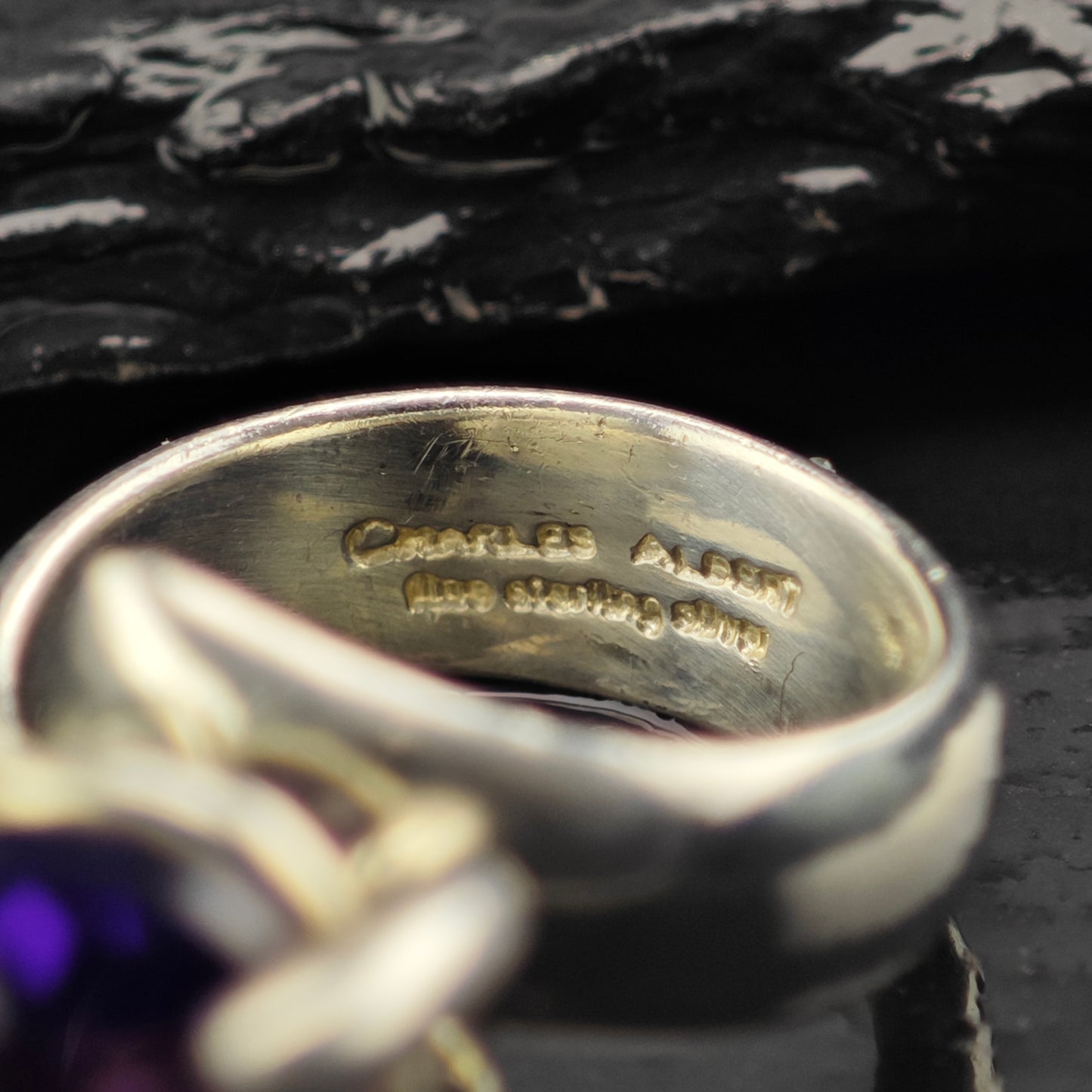 Charles Albert, Amethyst Ring Sterling Silver Sz 7 1/2 R6384