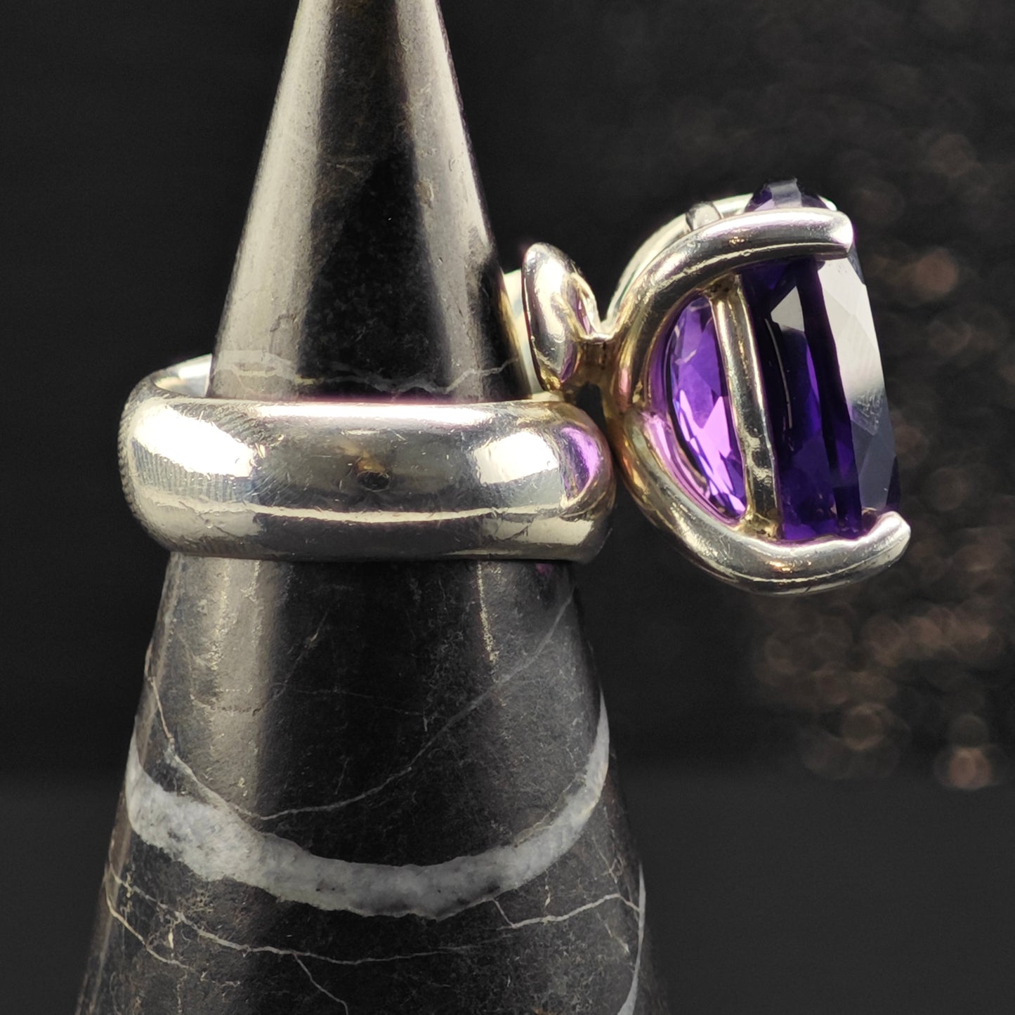 Charles Albert, Amethyst Ring Sterling Silver Sz 7 1/2 R6384