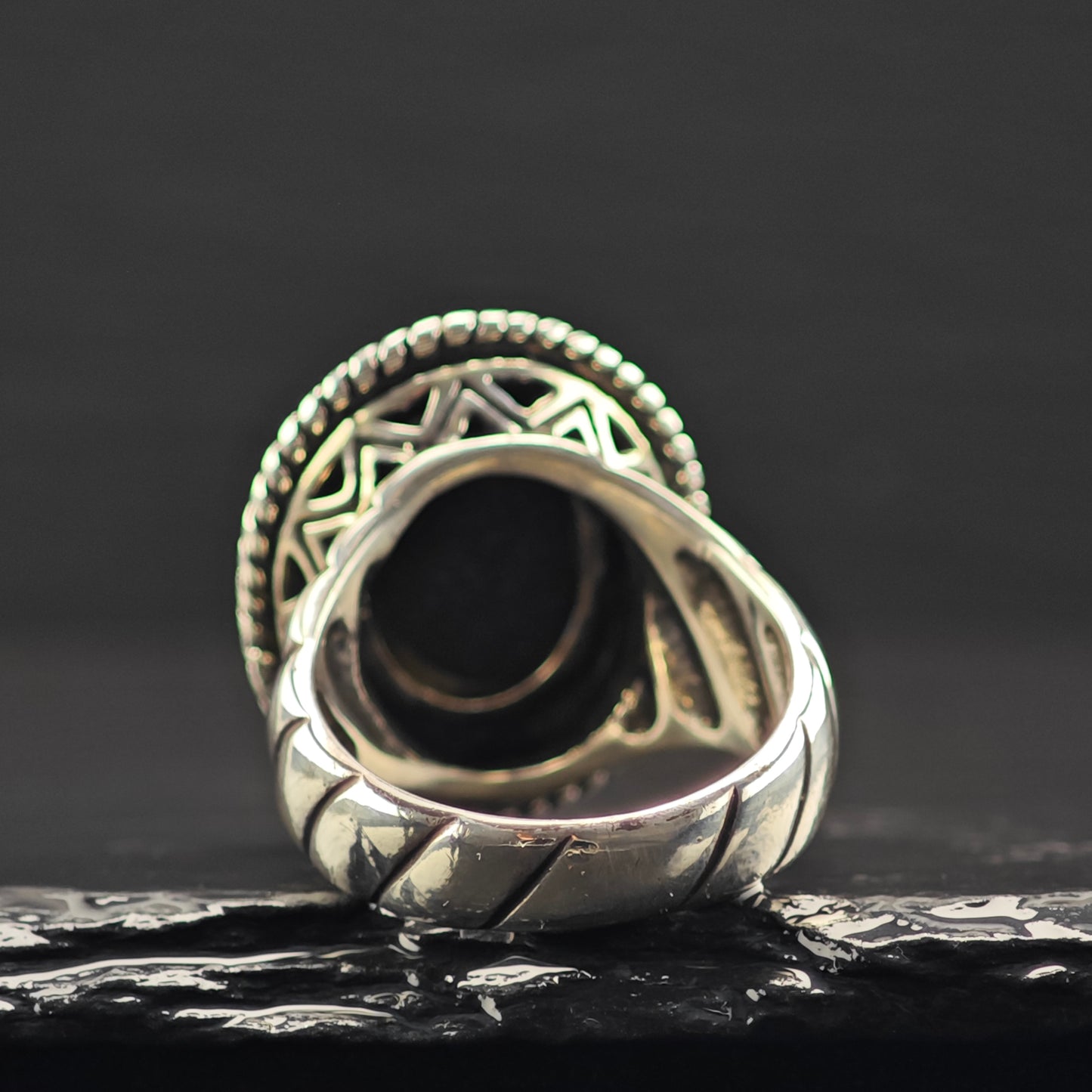Carolyn Pollack Oval Inlay Ring Sterling Silver Sz 9 R6386