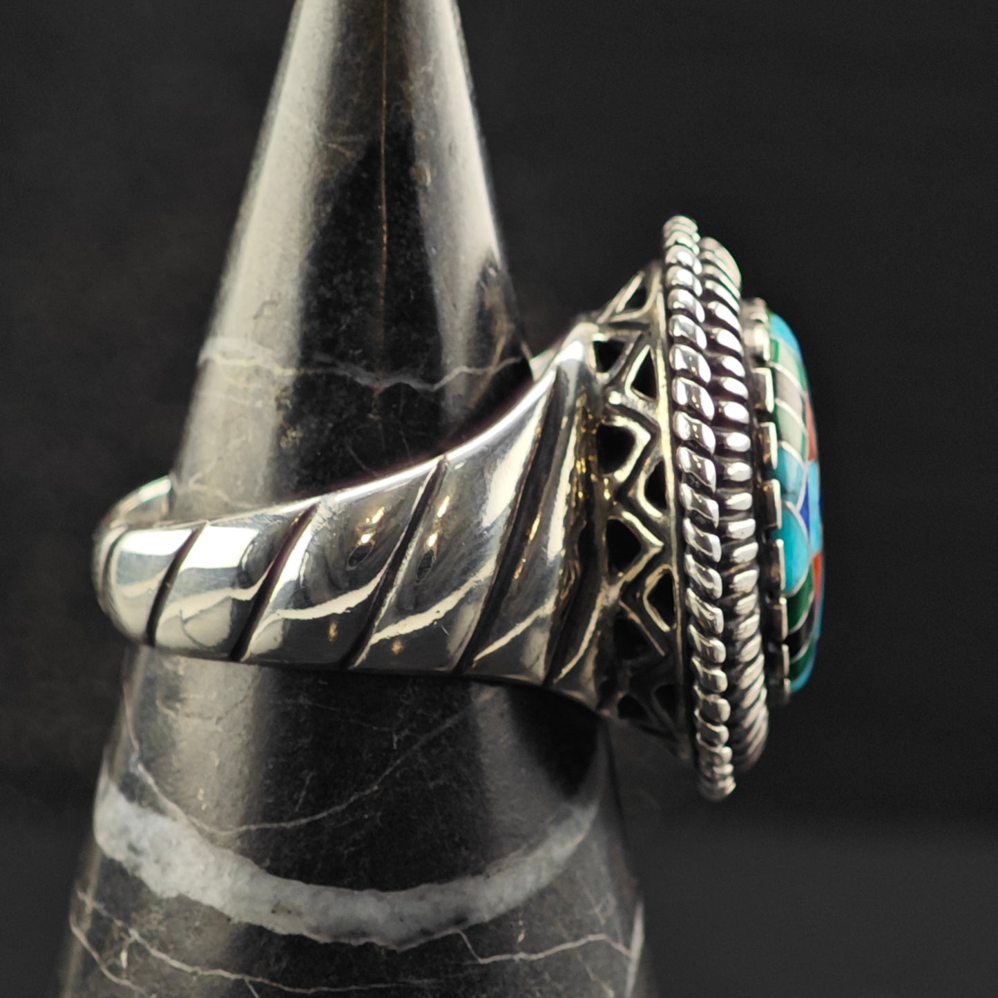 Carolyn Pollack Oval Inlay Ring Sterling Silver Sz 9 R6386