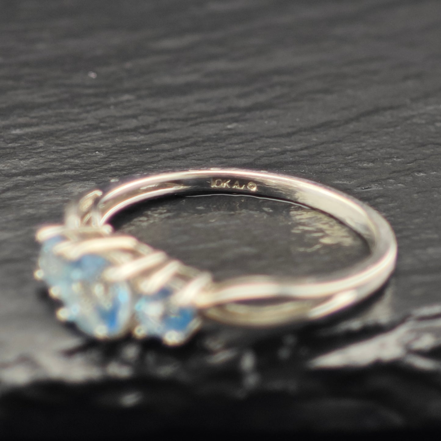 REDO PIC Topaz 10K White Gold Ring Sterling Silver Sz 7 R6388