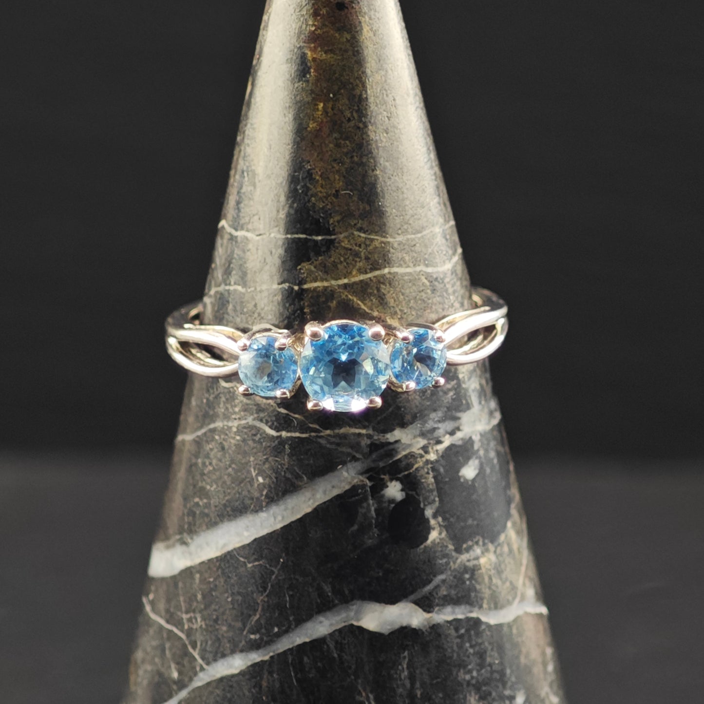 REDO PIC Topaz 10K White Gold Ring Sterling Silver Sz 7 R6388