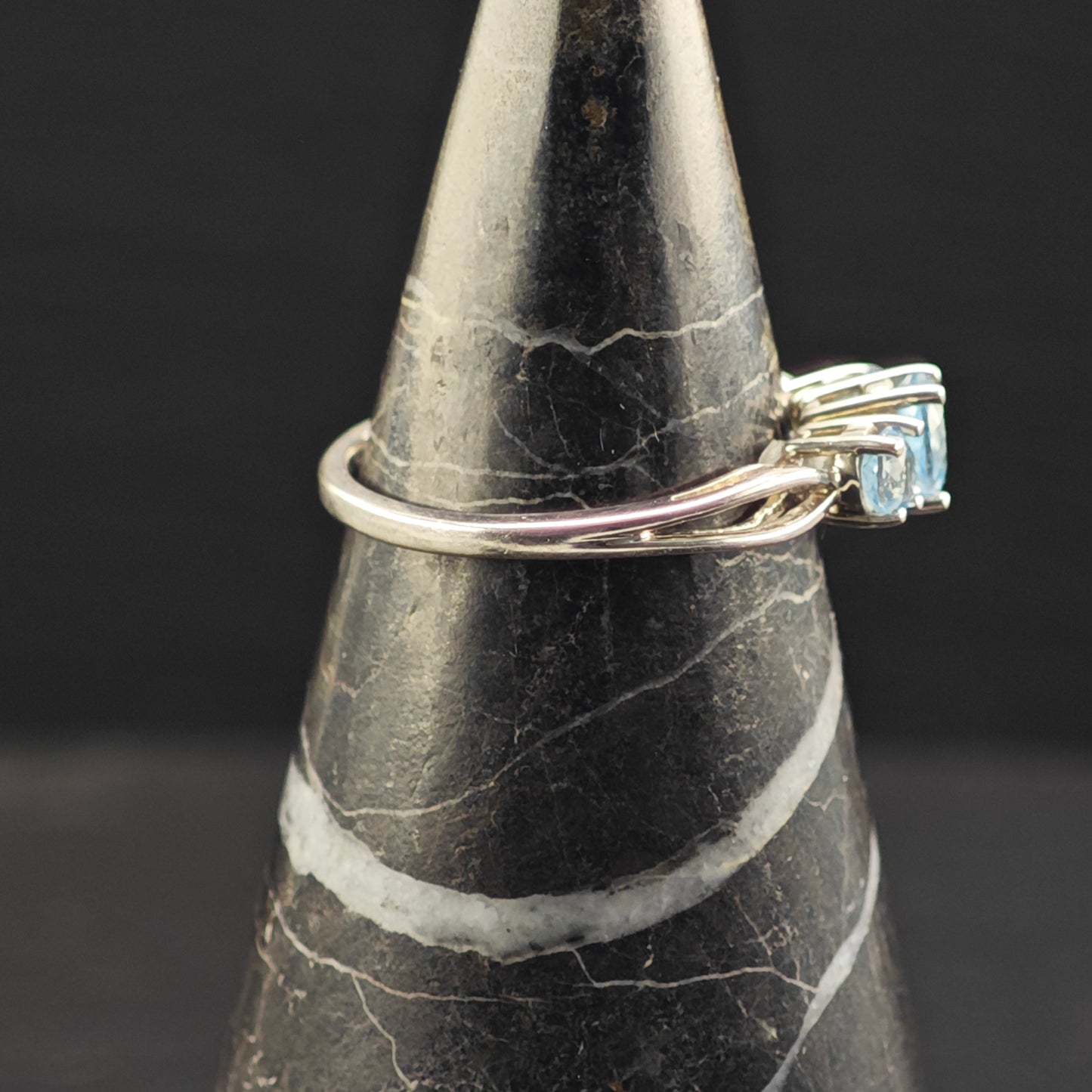 REDO PIC Topaz 10K White Gold Ring Sterling Silver Sz 7 R6388