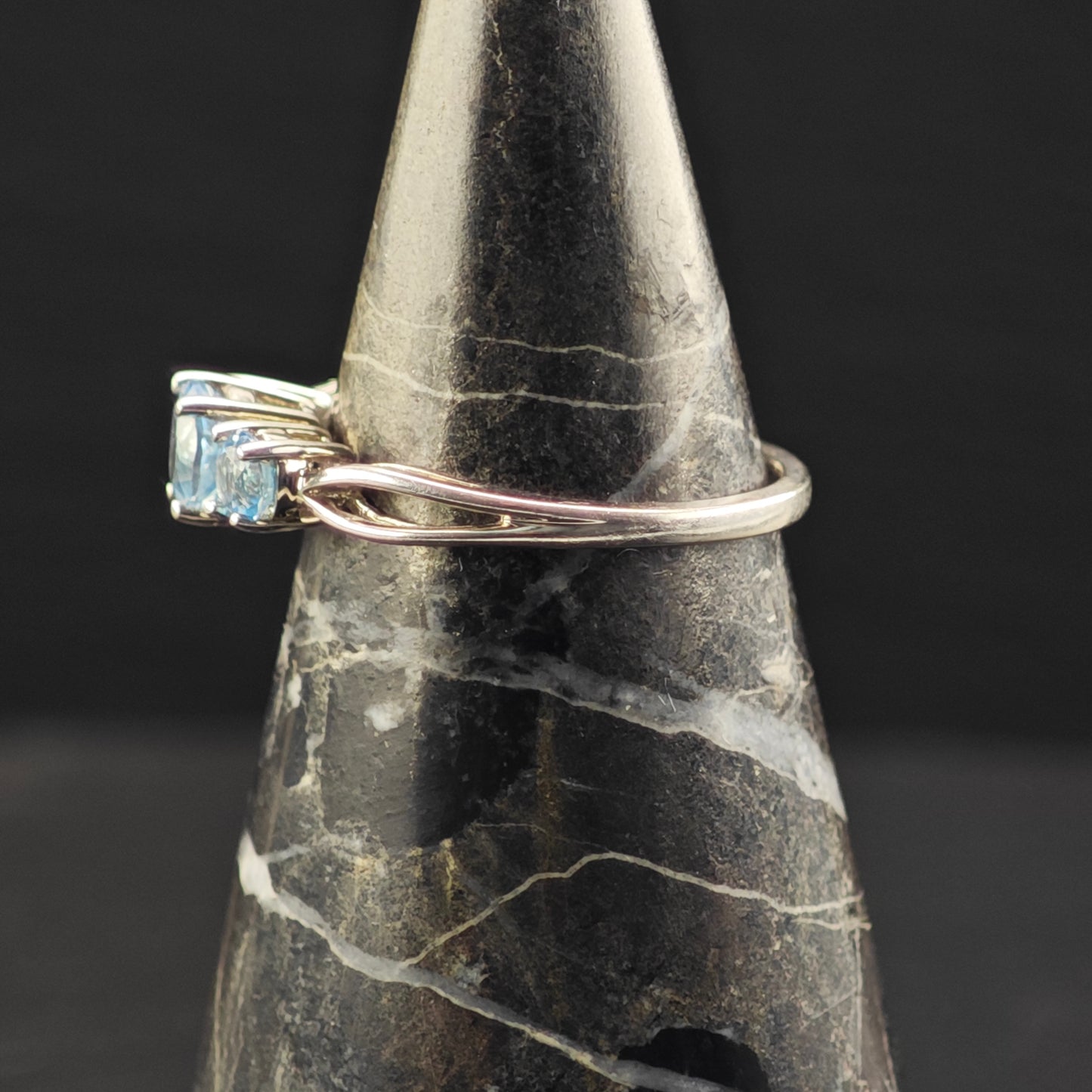 REDO PIC Topaz 10K White Gold Ring Sterling Silver Sz 7 R6388