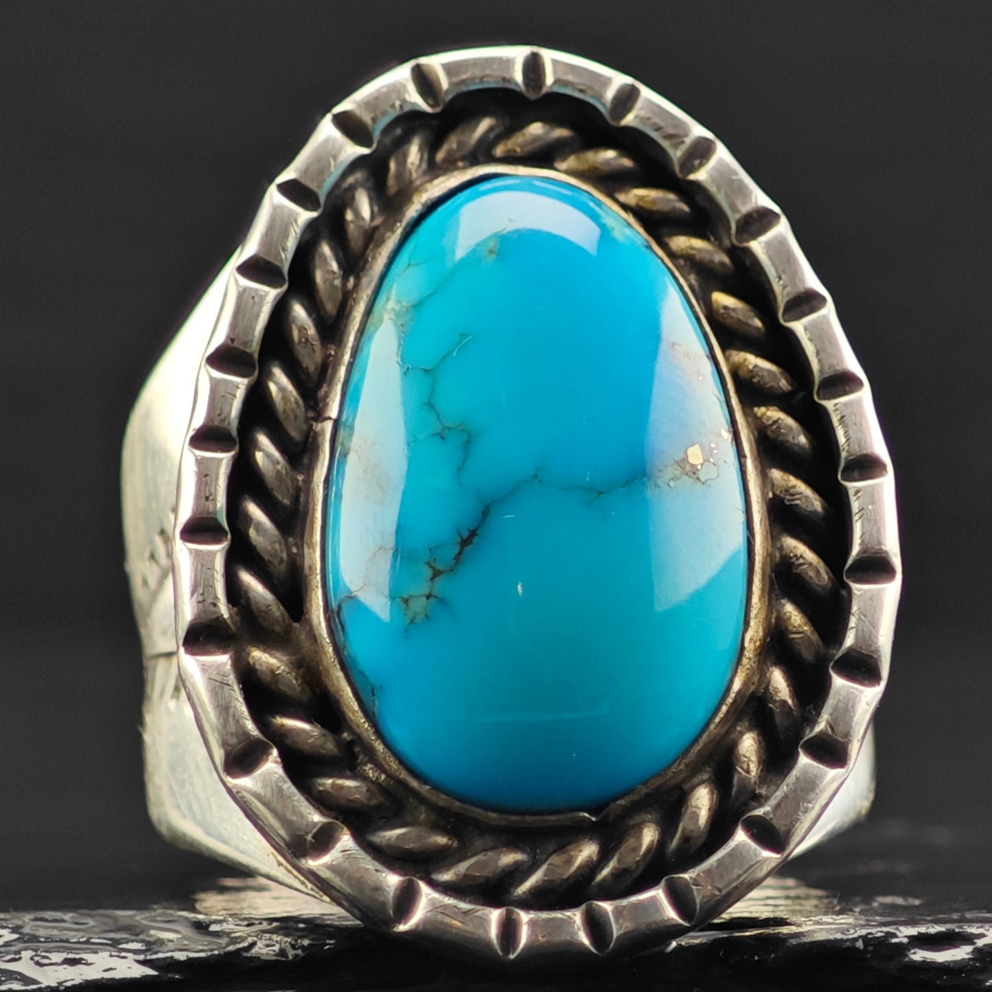Native American Turquoise Ring Sterling Silver Sz 13 R6396
