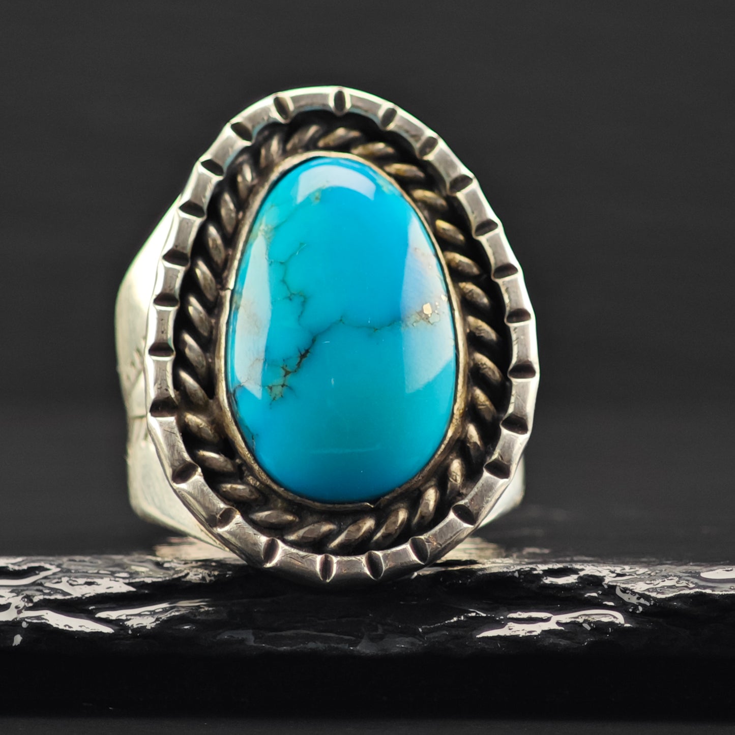 Native American Turquoise Ring Sterling Silver Sz 13 R6396