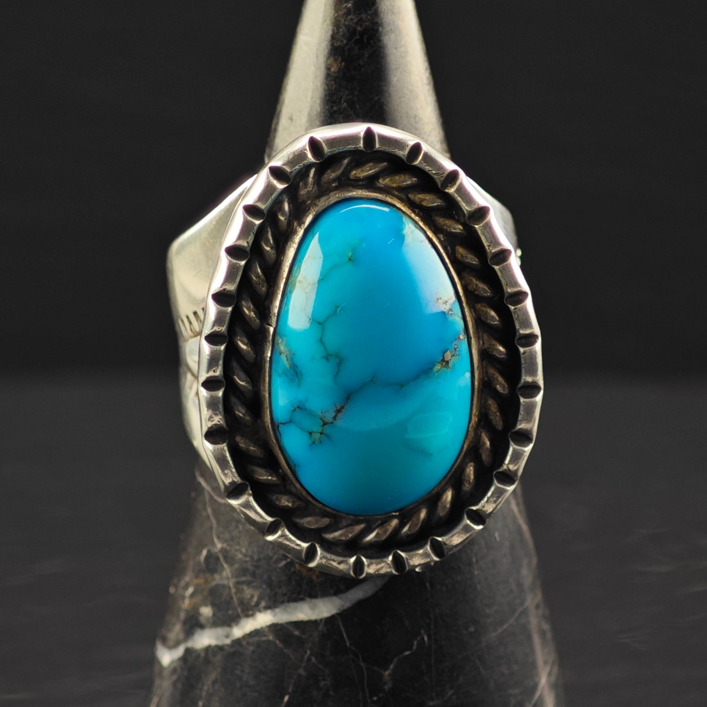 Native American Turquoise Ring Sterling Silver Sz 13 R6396