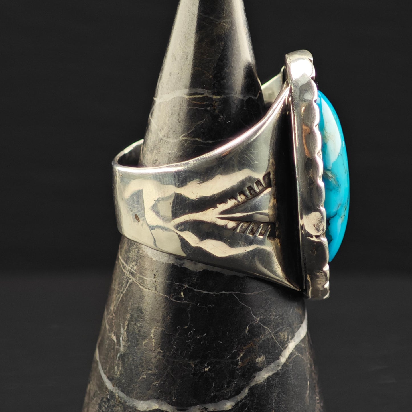 Native American Turquoise Ring Sterling Silver Sz 13 R6396