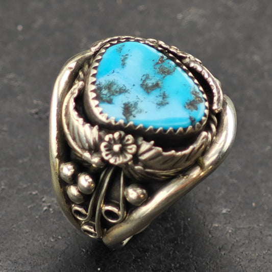Sleeping Beauty Turquoise Statement Ring Sterling Silver Sz 12 R6326