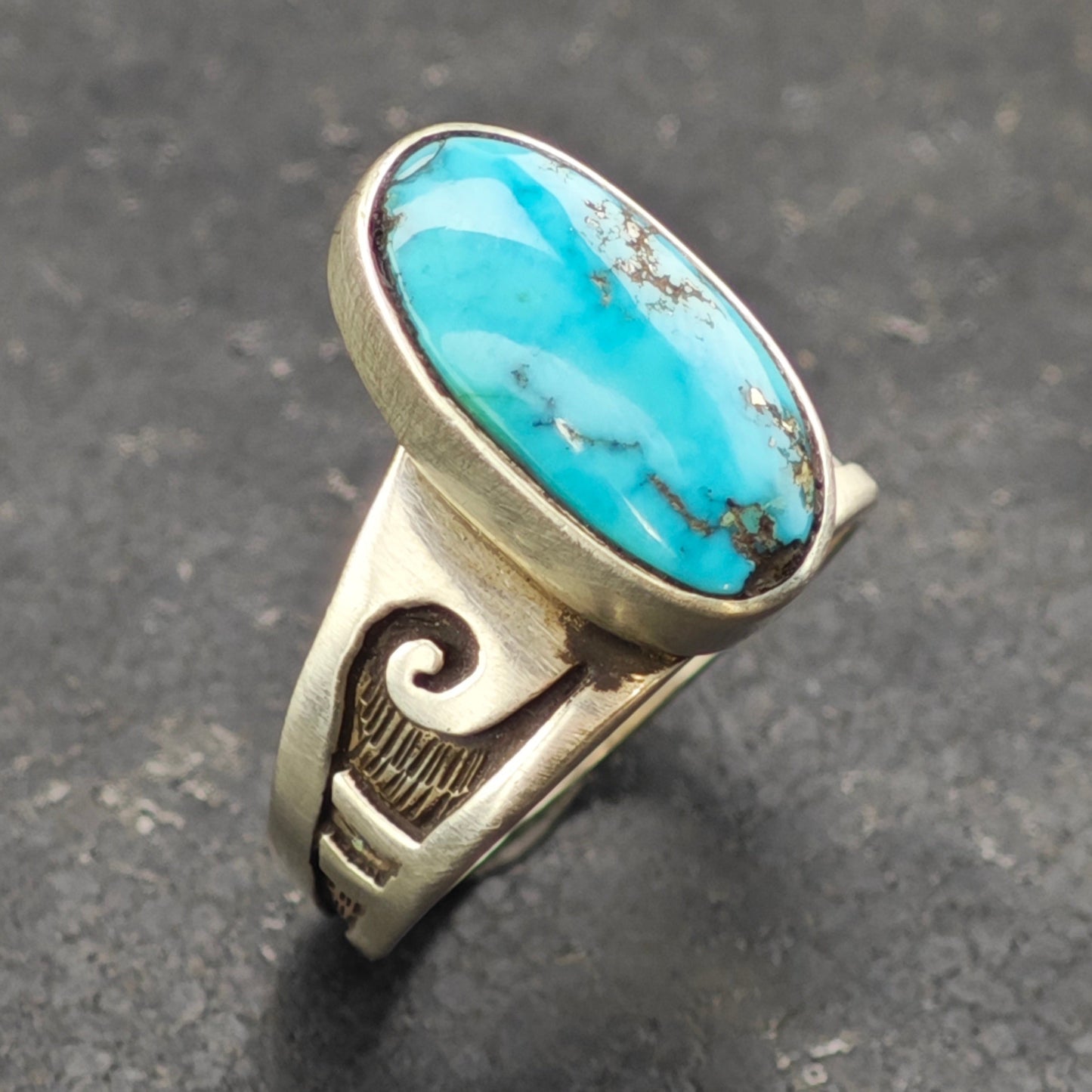 Turquoise Overlay Ring Sterling Silver Sz 9 R6330