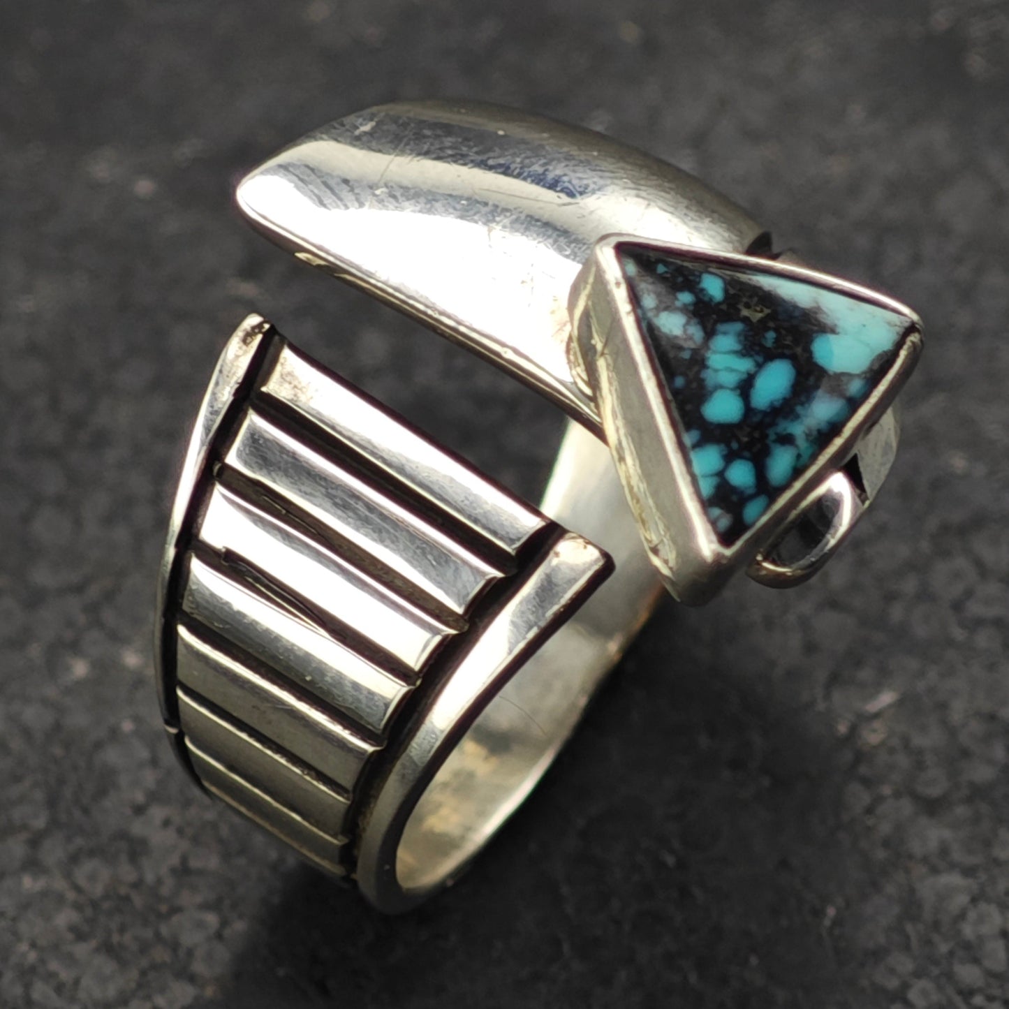 Sw Abstract, Bypass Turquoise Ring Sterling Silver Sz 10 R6334