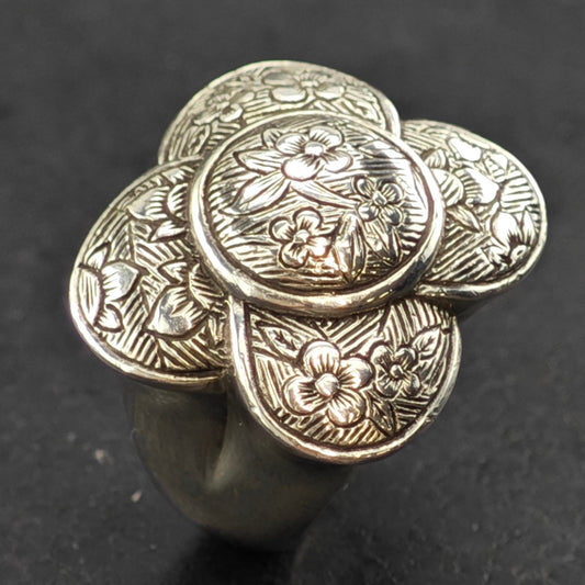 Stephen Dweck Floral Ring Sterling Silver Sz 6 1/2 R6397