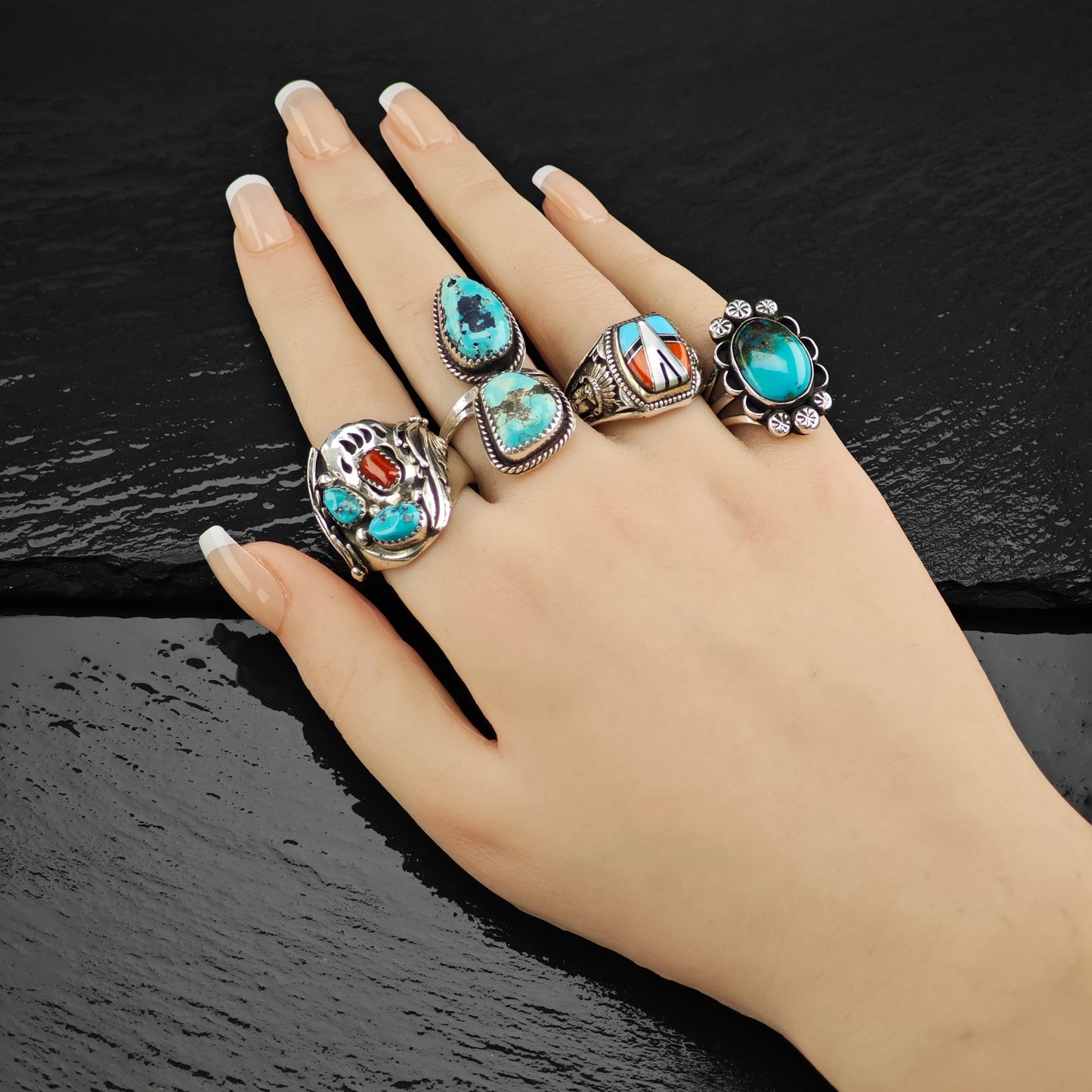 Sw Chief Inlay Ring Sterling Silver Sz 10 1/2 R6336