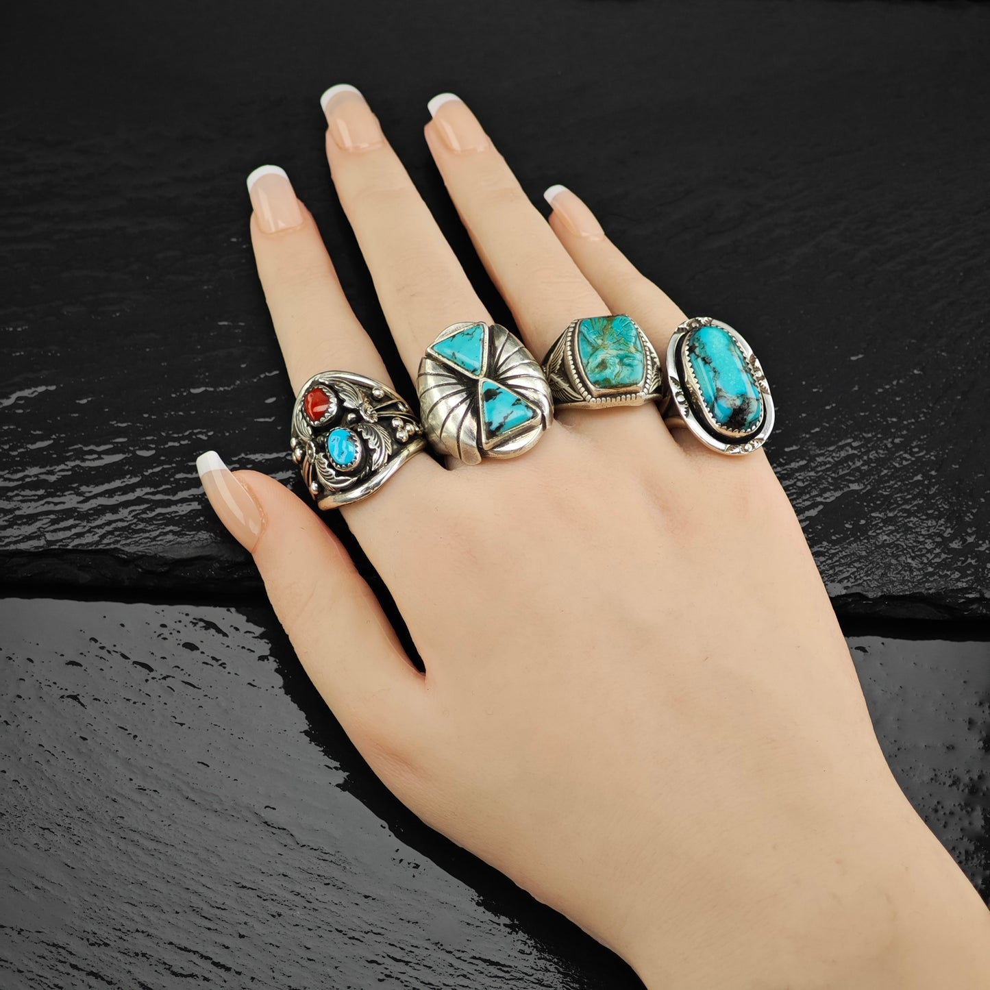 Native American Turquoise Ring Sterling Silver Sz 9 R6340