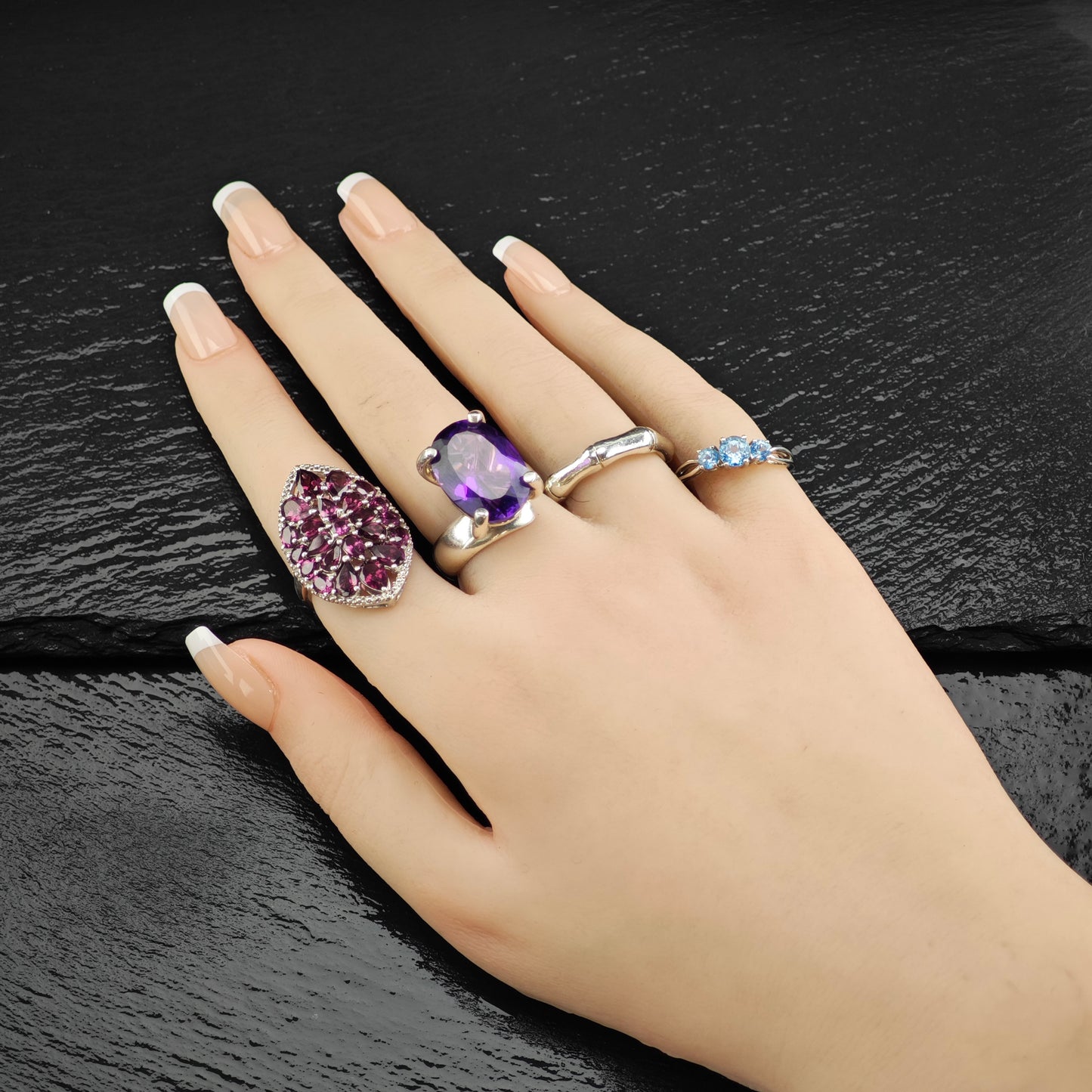 Charles Albert, Amethyst Ring Sterling Silver Sz 7 1/2 R6384