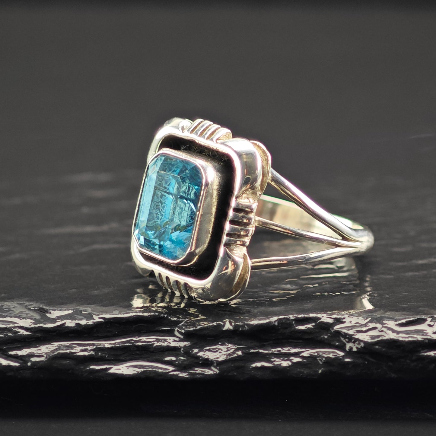 Native American Topaz Sterling Silver Ring Sz 9 R6355