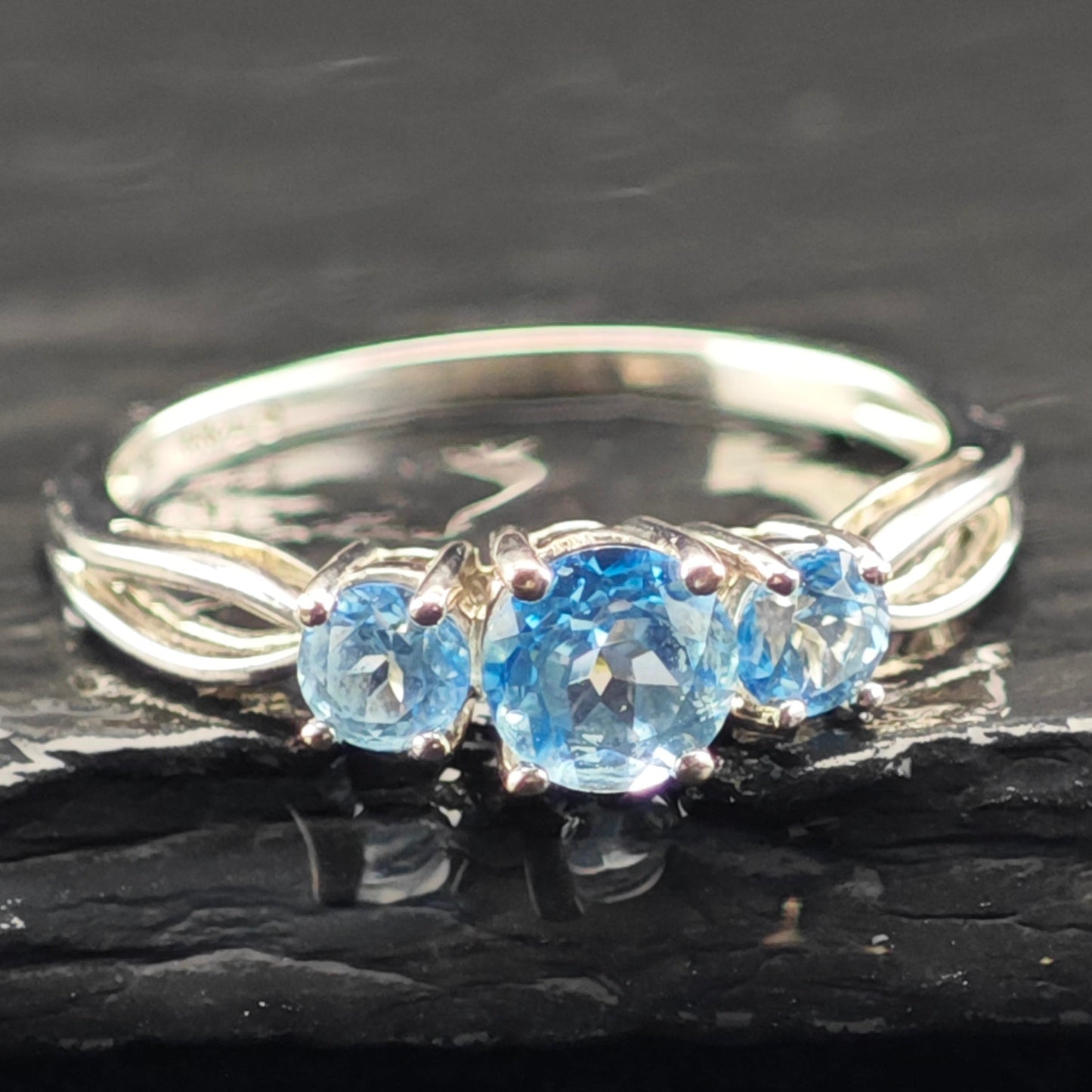 REDO PIC Topaz 10K White Gold Ring Sterling Silver Sz 7 R6388
