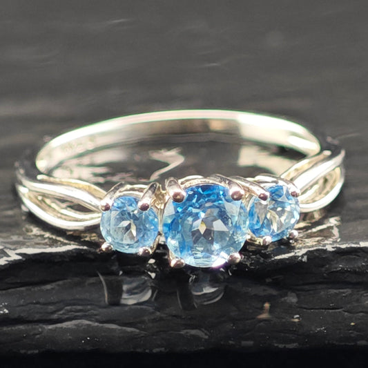 REDO PIC Topaz 10K White Gold Ring Sterling Silver Sz 7 R6388