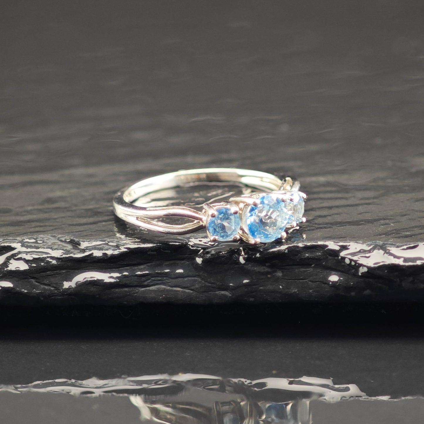 REDO PIC Topaz 10K White Gold Ring Sterling Silver Sz 7 R6388