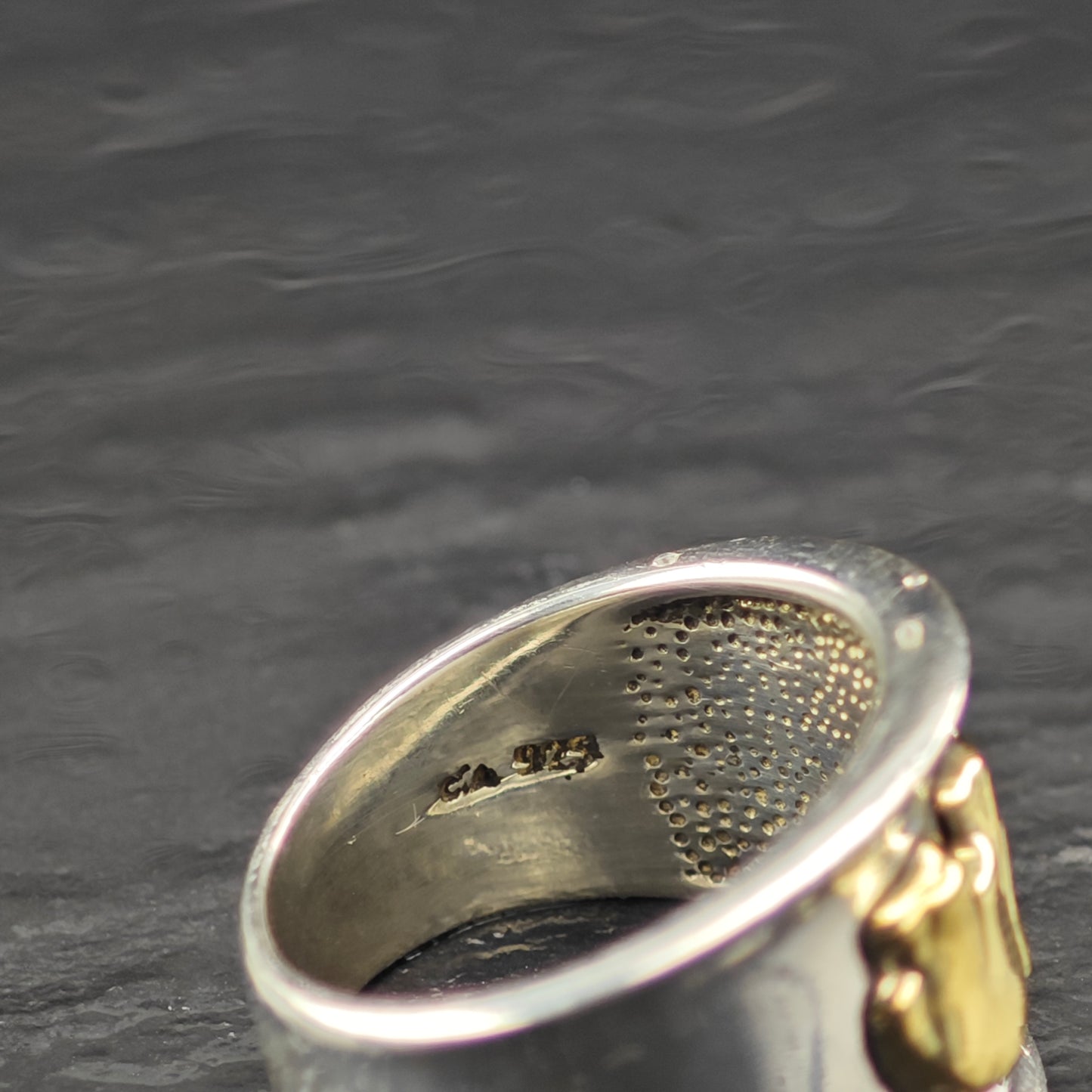 18K Gold Elephant Band Ring Sterling Silver Sz 8