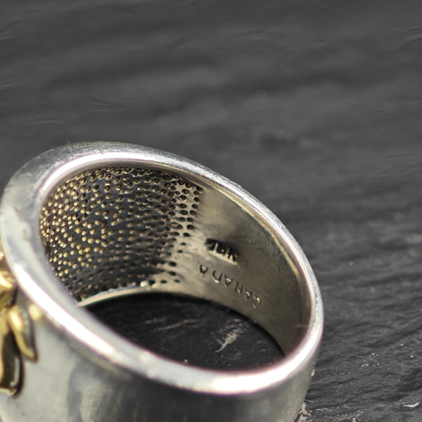 18K Gold Elephant Band Ring Sterling Silver Sz 8