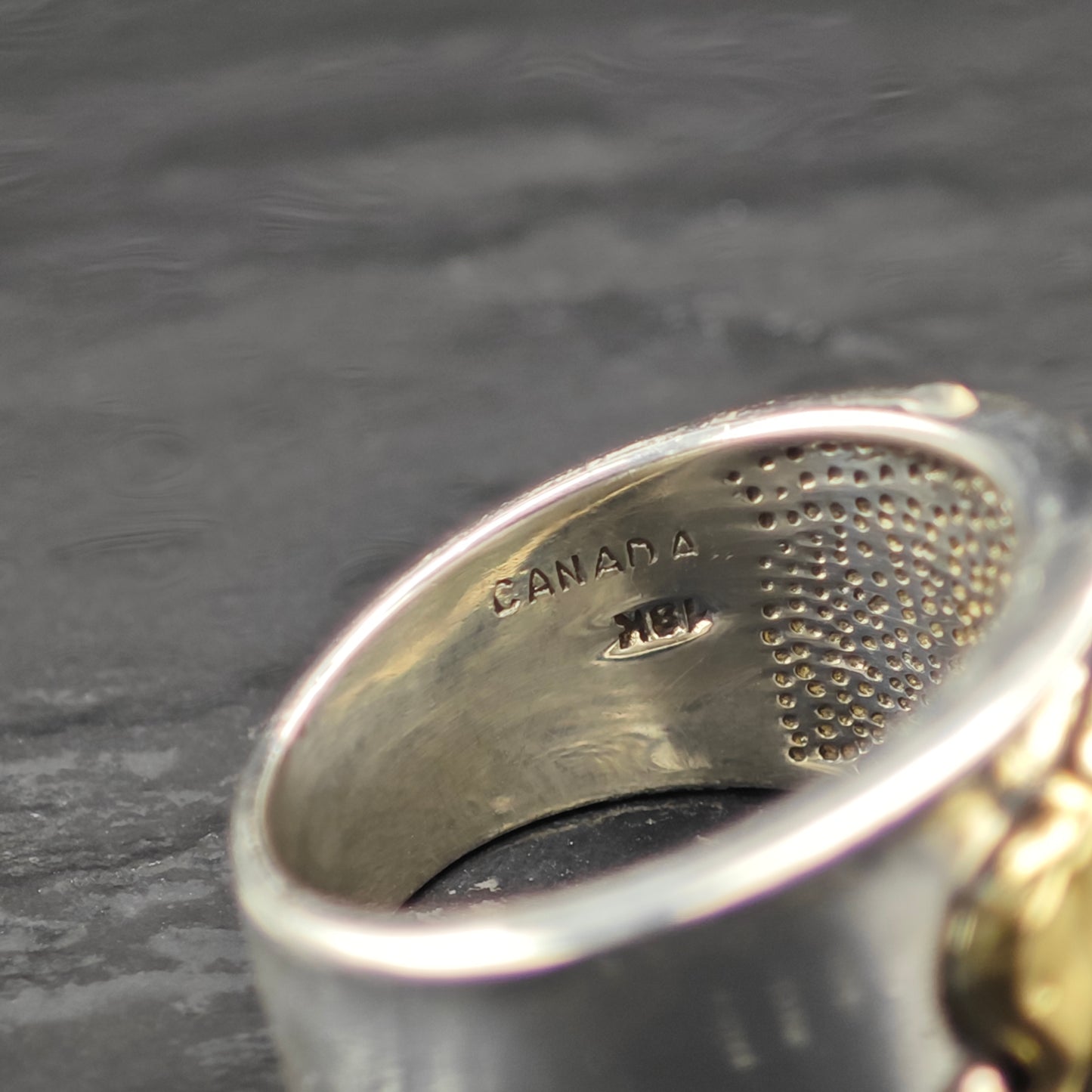 18K Gold Elephant Band Ring Sterling Silver Sz 8