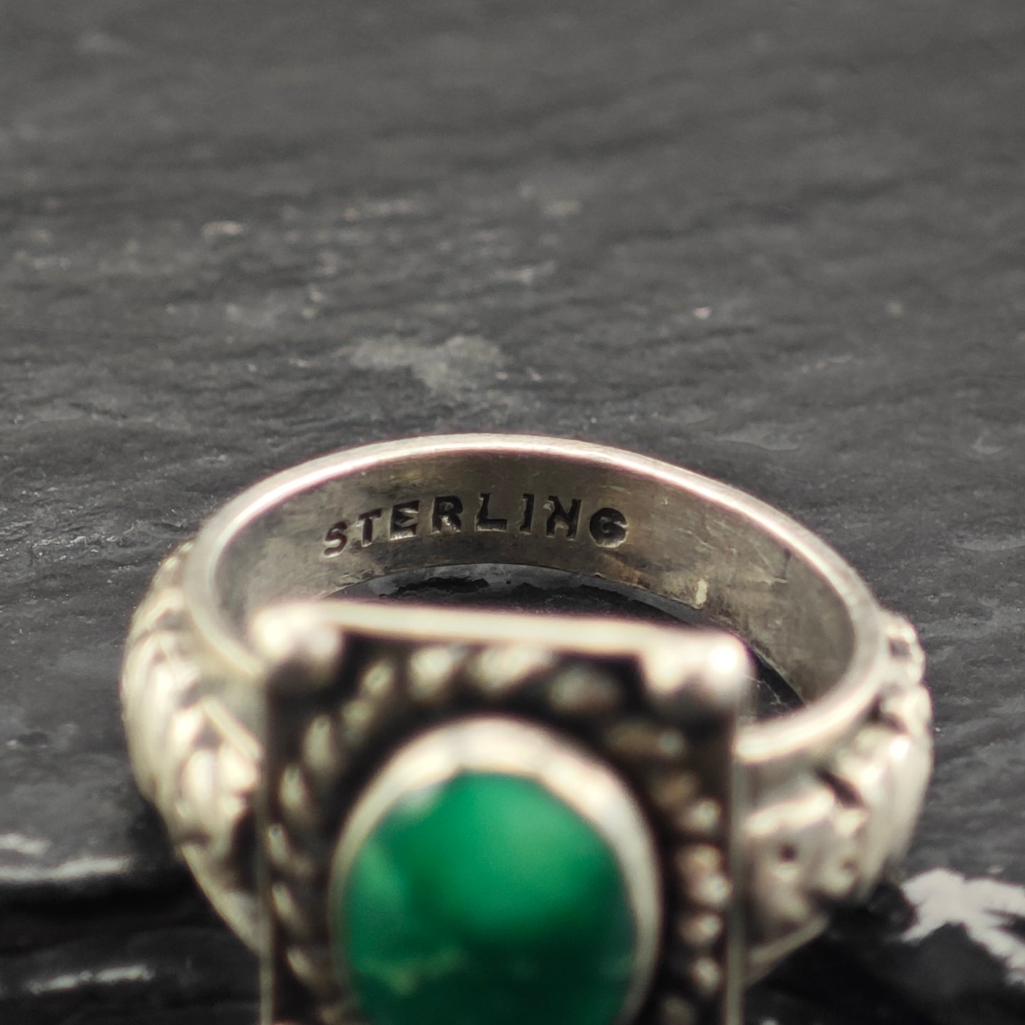 Fred Harvey Era Green Turquoise Ring Sterling Silver Sz 7 R6405