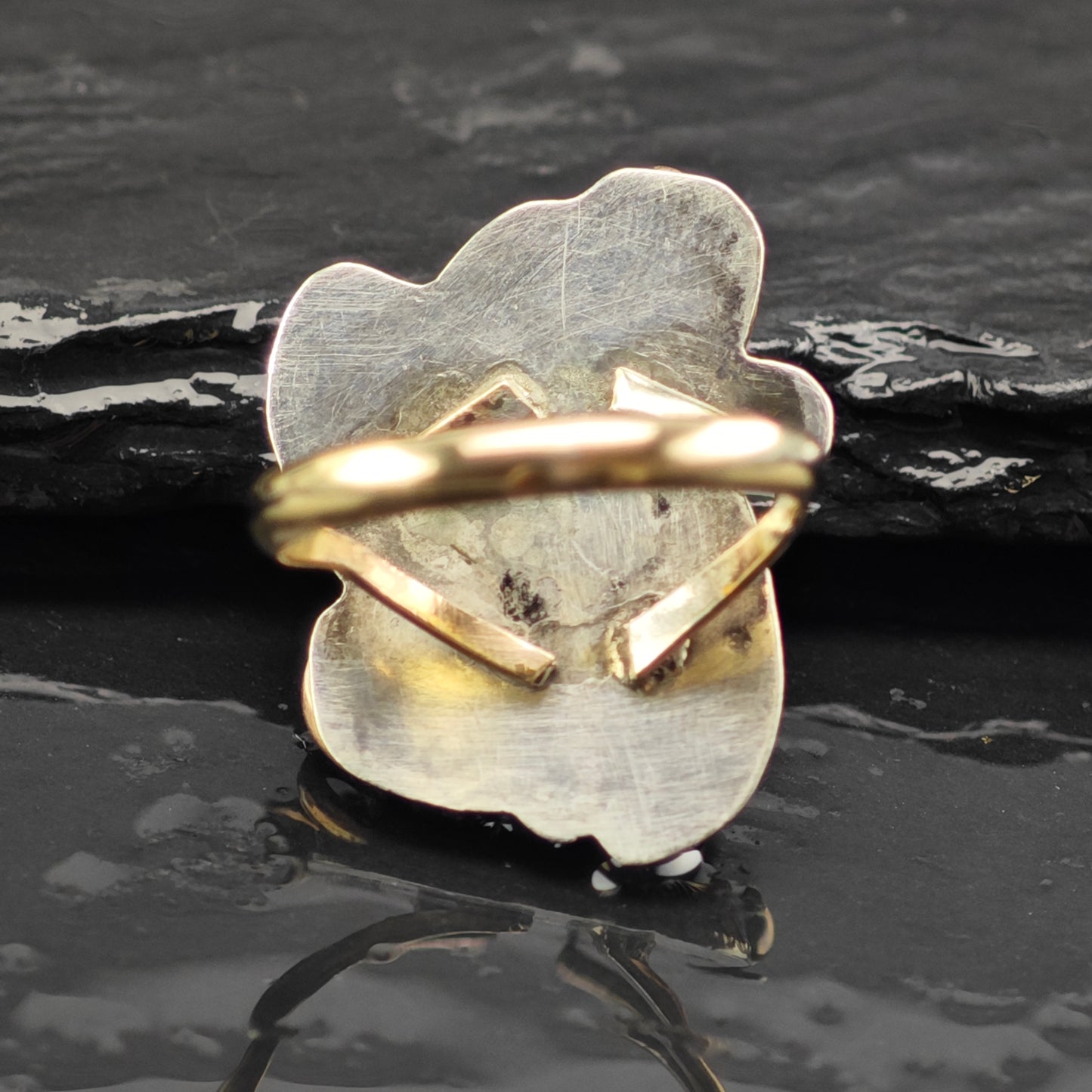 Native American Gold Platted Turquoise Ring Sterling Silver Sz 6 R6407