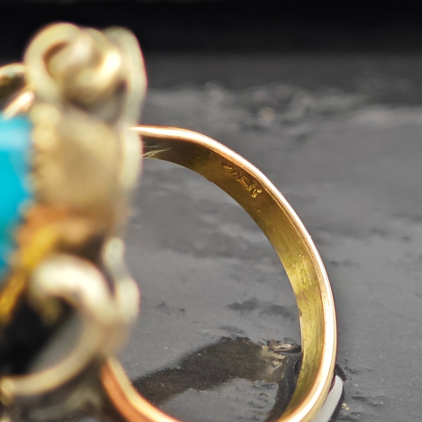 Native American Gold Platted Turquoise Ring Sterling Silver Sz 6 R6407