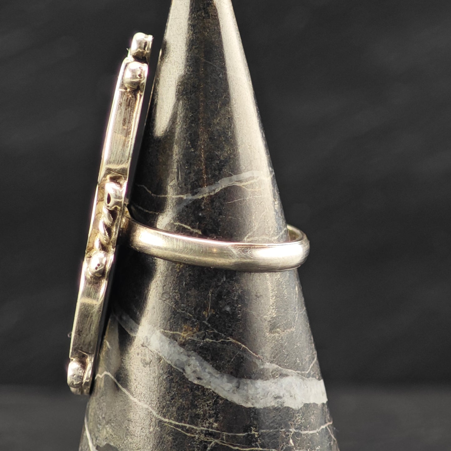 Zuni Sunface Inlay Ring Sterling Silver Sz 7 R6408