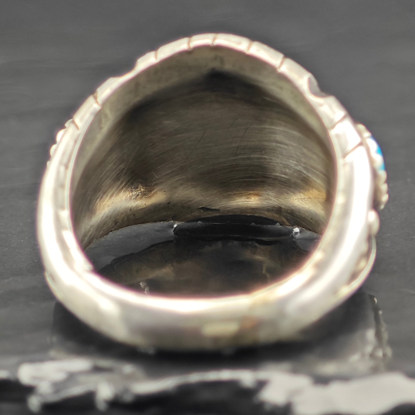 Native American Turquoise Band Ring Sterling Silver Sz 8 1/2 R6415