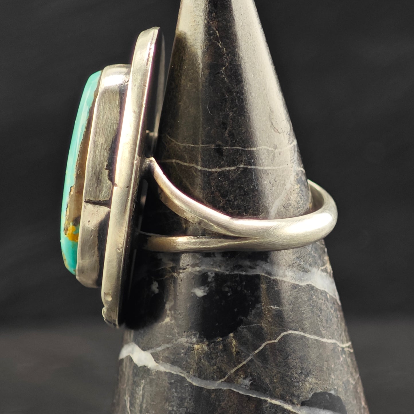 Native American Turquoise Ring Sterling Silver Sz 8 R6416