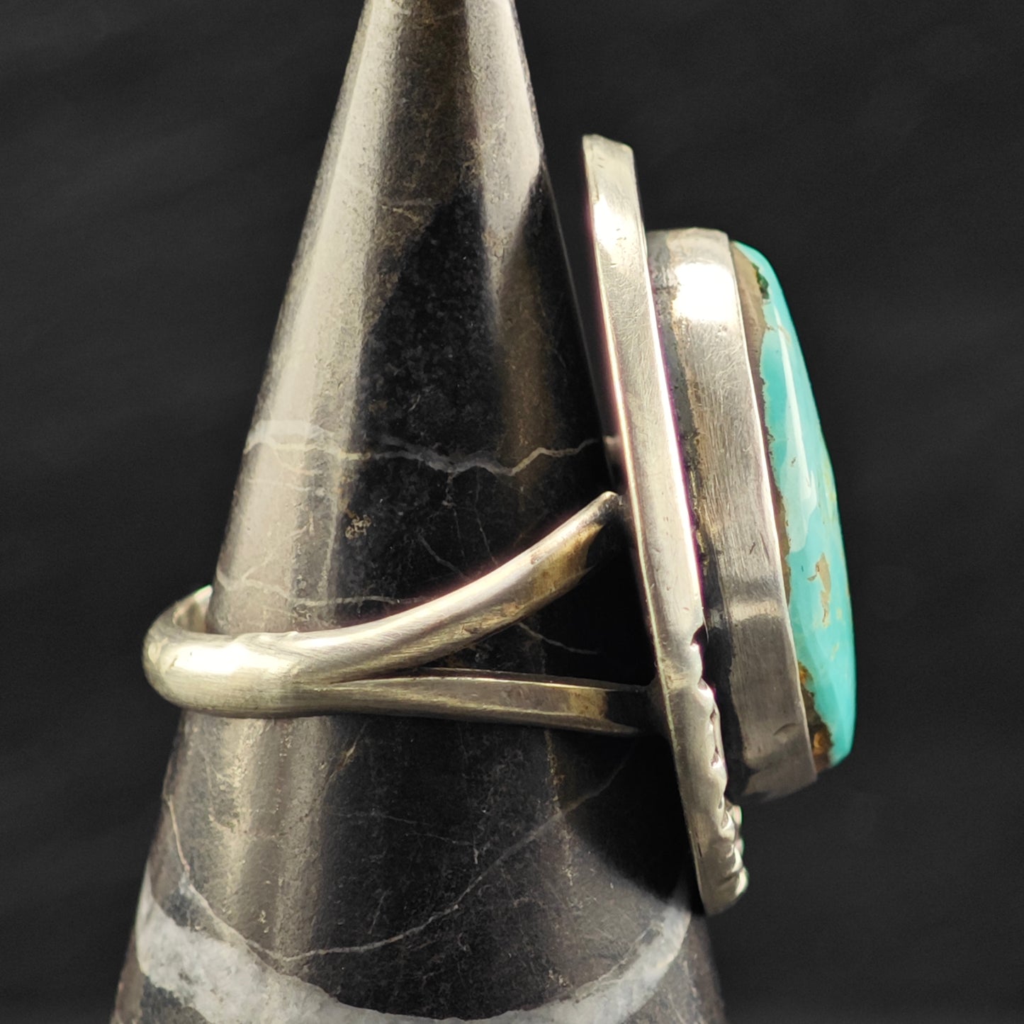 Native American Turquoise Ring Sterling Silver Sz 8 R6416