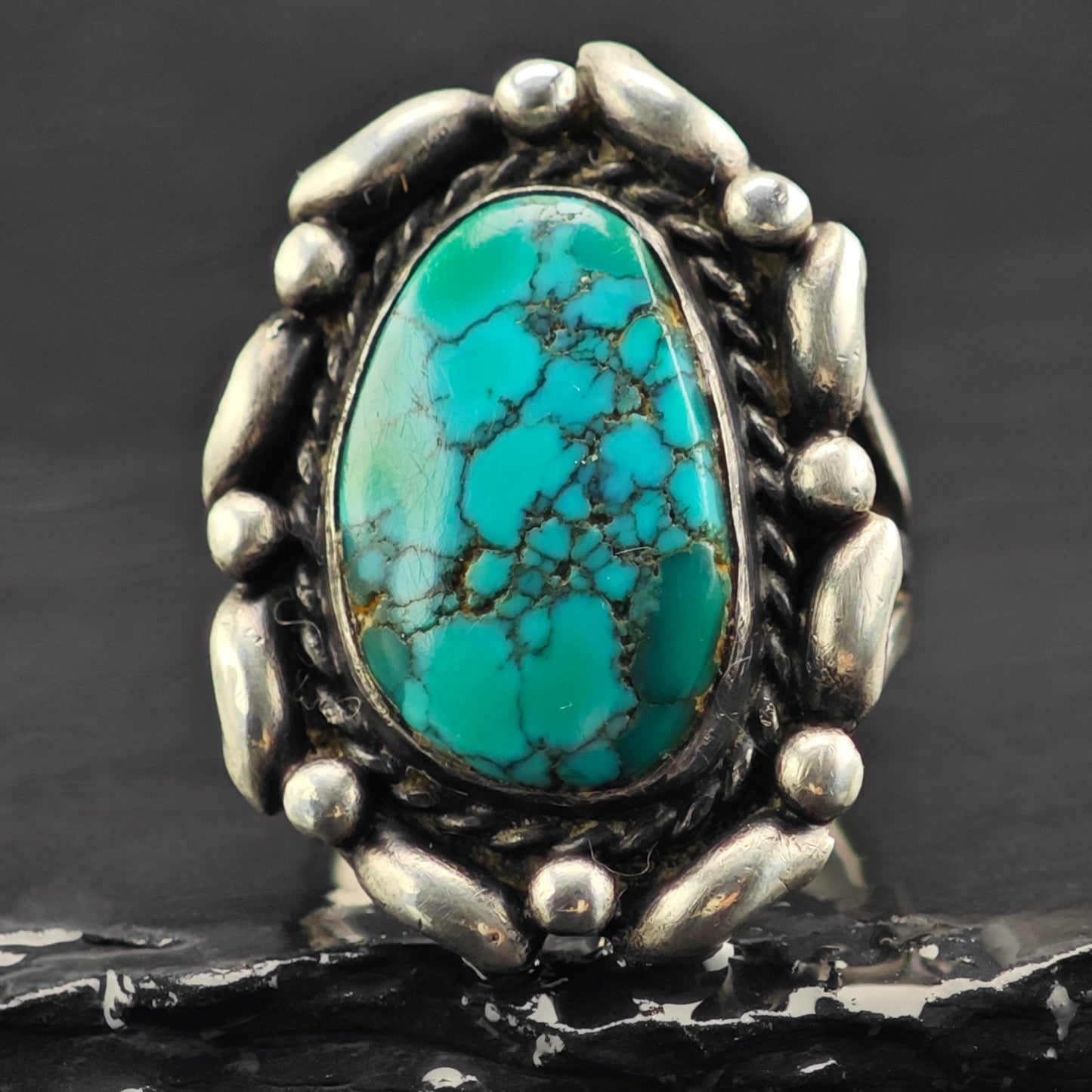 Julian Lovato Santo Domingo Turquoise Ring Sterling Silver Sz 6 R6417