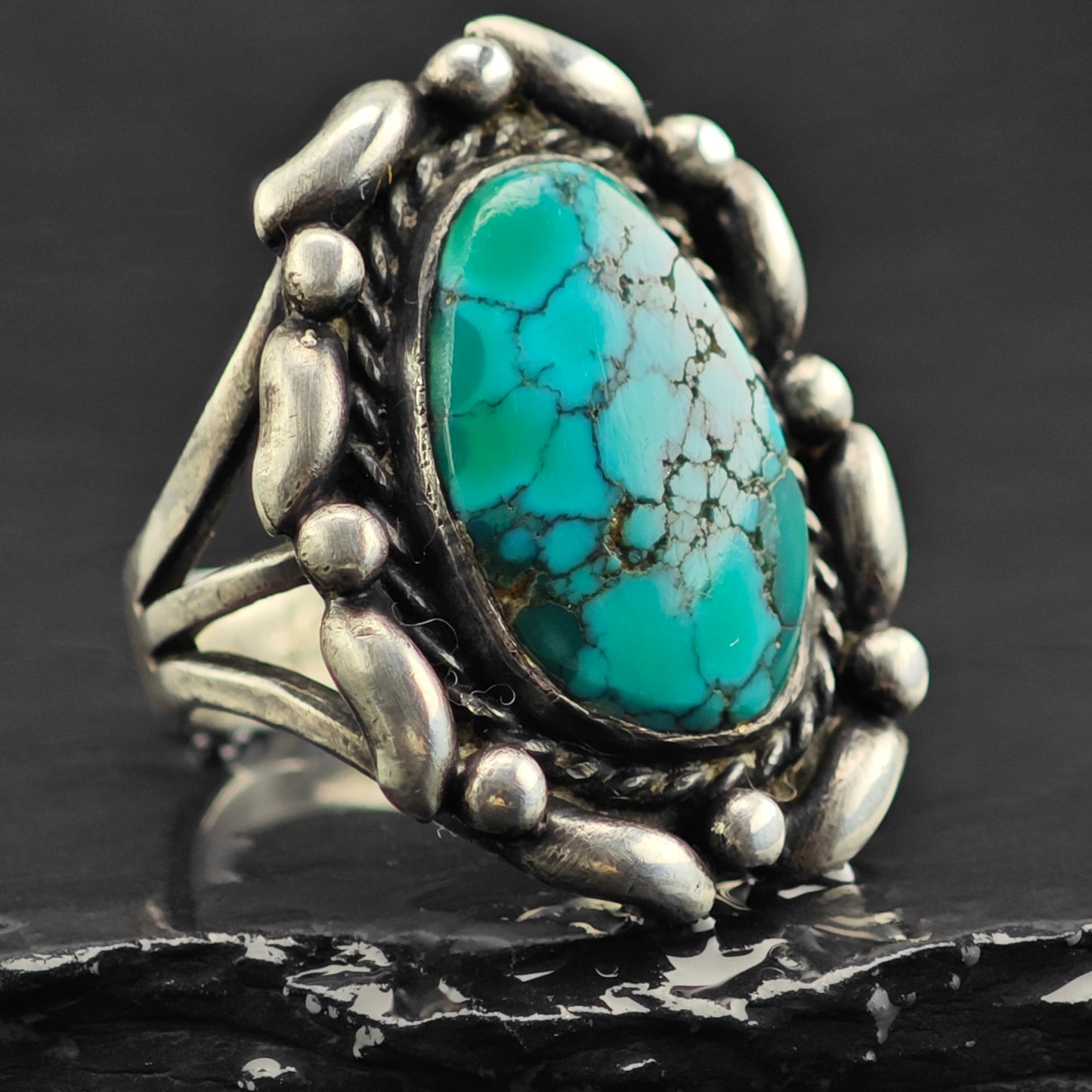 Julian Lovato Santo Domingo Turquoise Ring Sterling Silver Sz 6 R6417