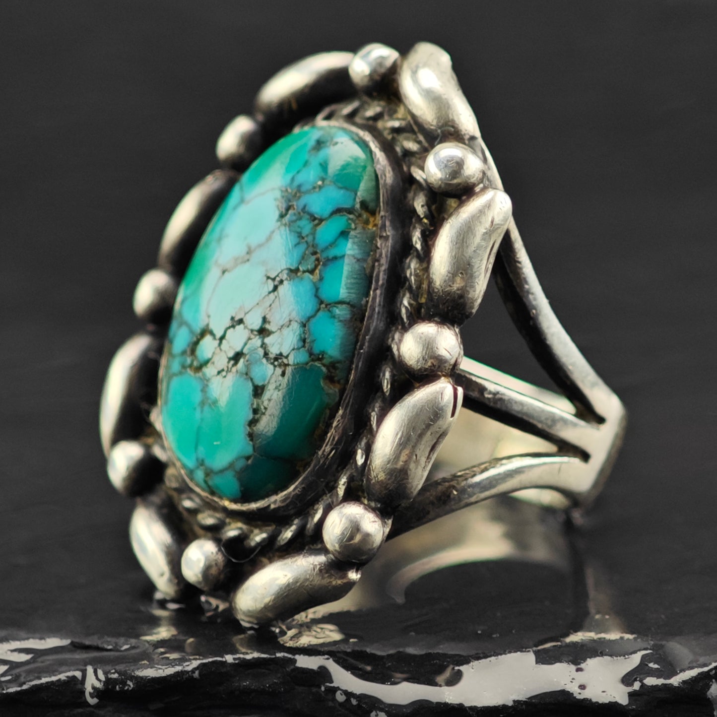 Julian Lovato Santo Domingo Turquoise Ring Sterling Silver Sz 6 R6417