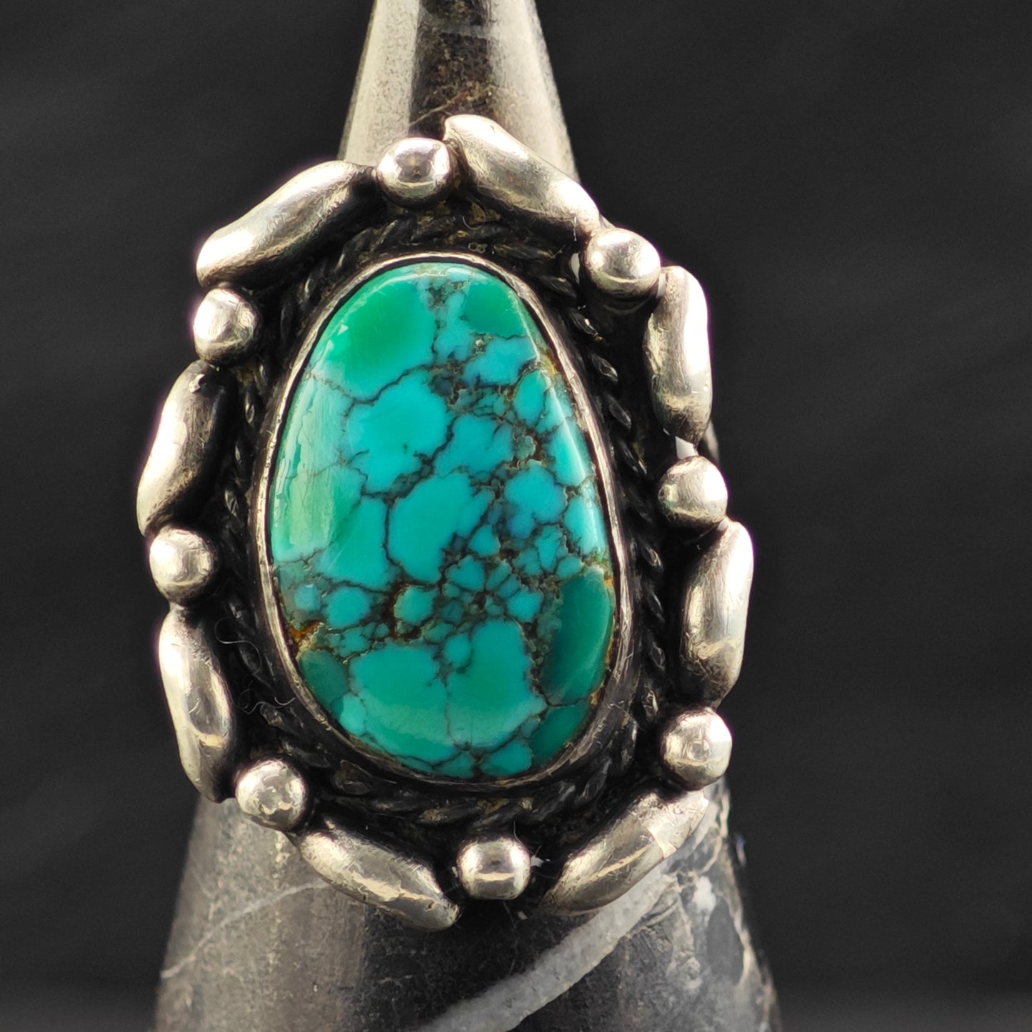 Julian Lovato Santo Domingo Turquoise Ring Sterling Silver Sz 6 R6417