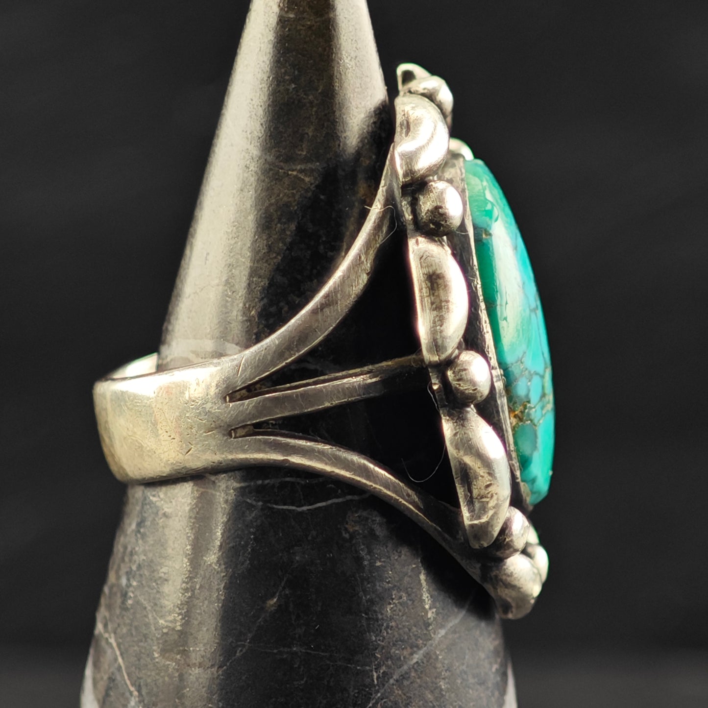 Julian Lovato Santo Domingo Turquoise Ring Sterling Silver Sz 6 R6417