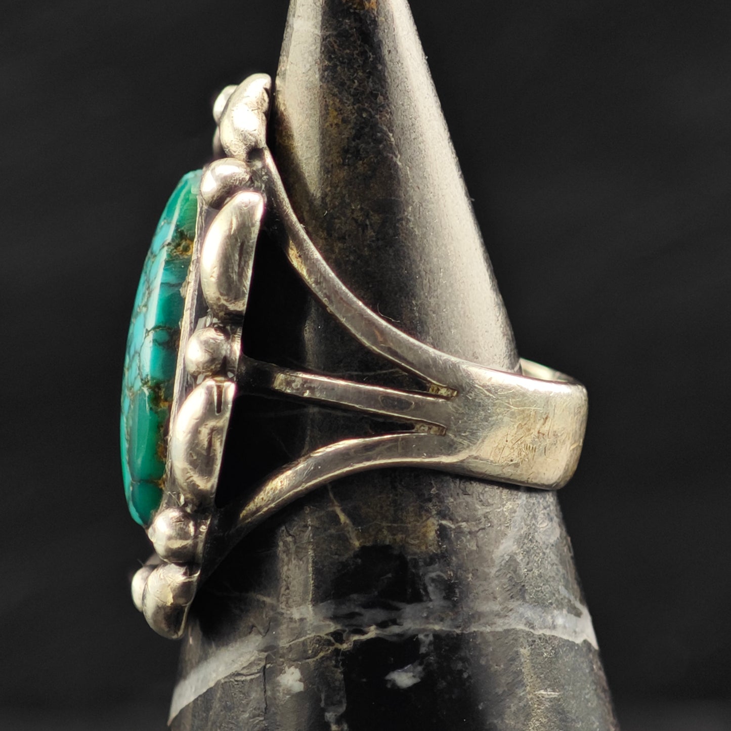 Julian Lovato Santo Domingo Turquoise Ring Sterling Silver Sz 6 R6417