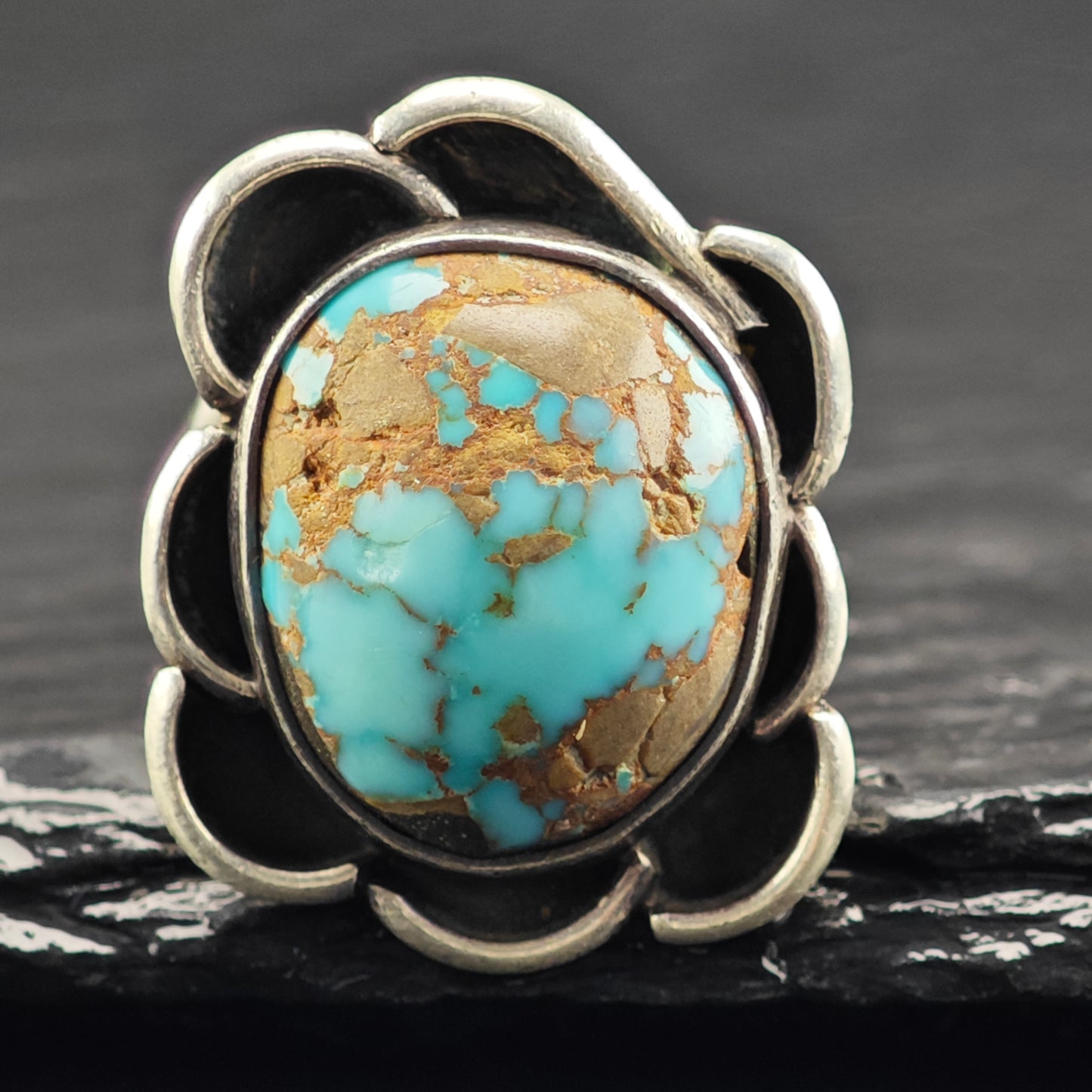 Native American #8 Turquoise Ring Sterling Silver Sz 6 R6419