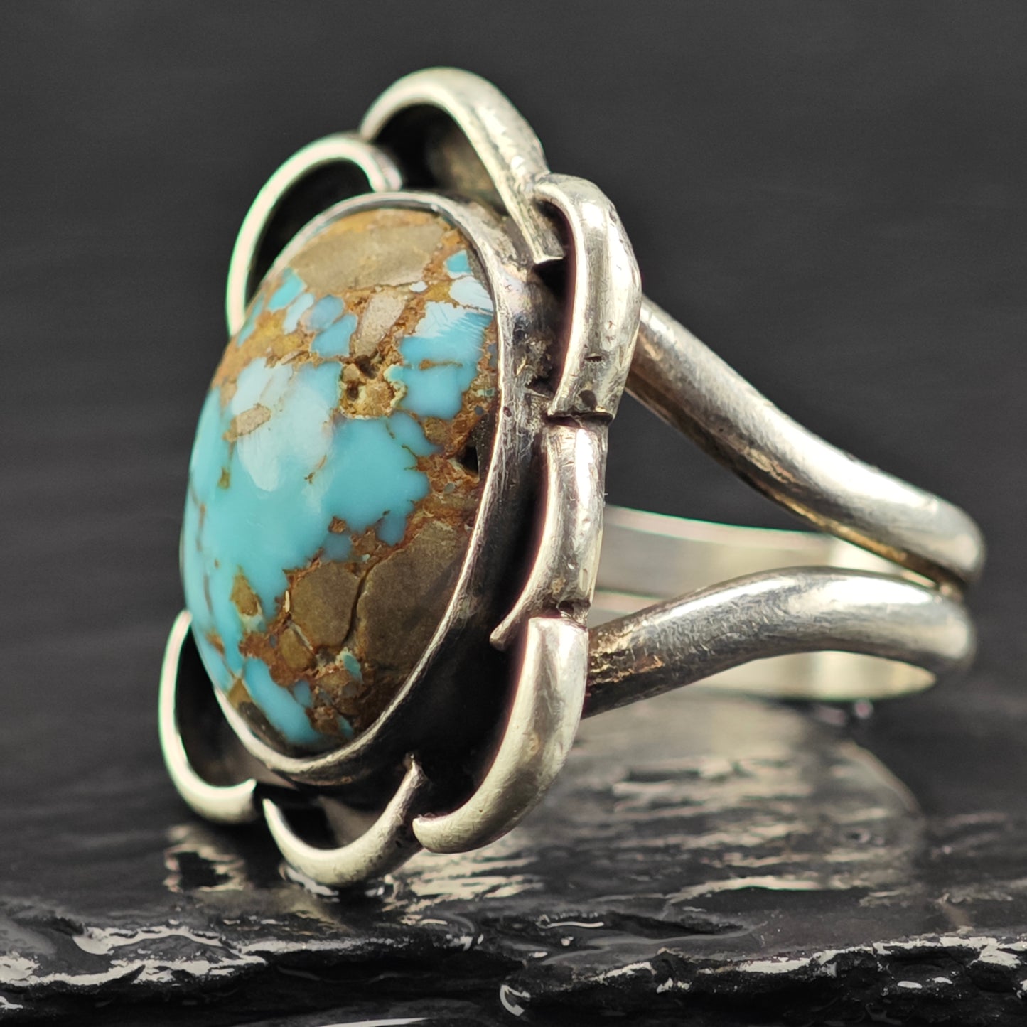 Native American #8 Turquoise Ring Sterling Silver Sz 6 R6419