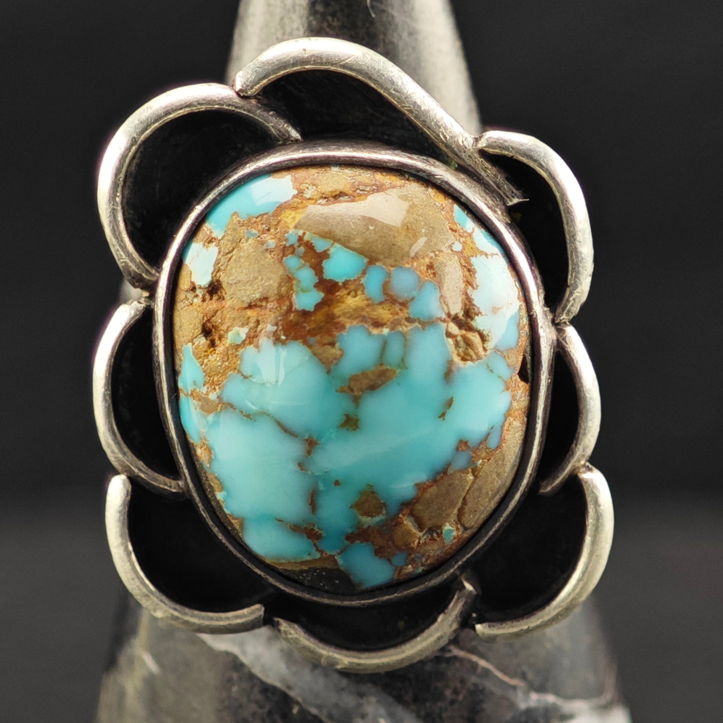 Native American #8 Turquoise Ring Sterling Silver Sz 6 R6419