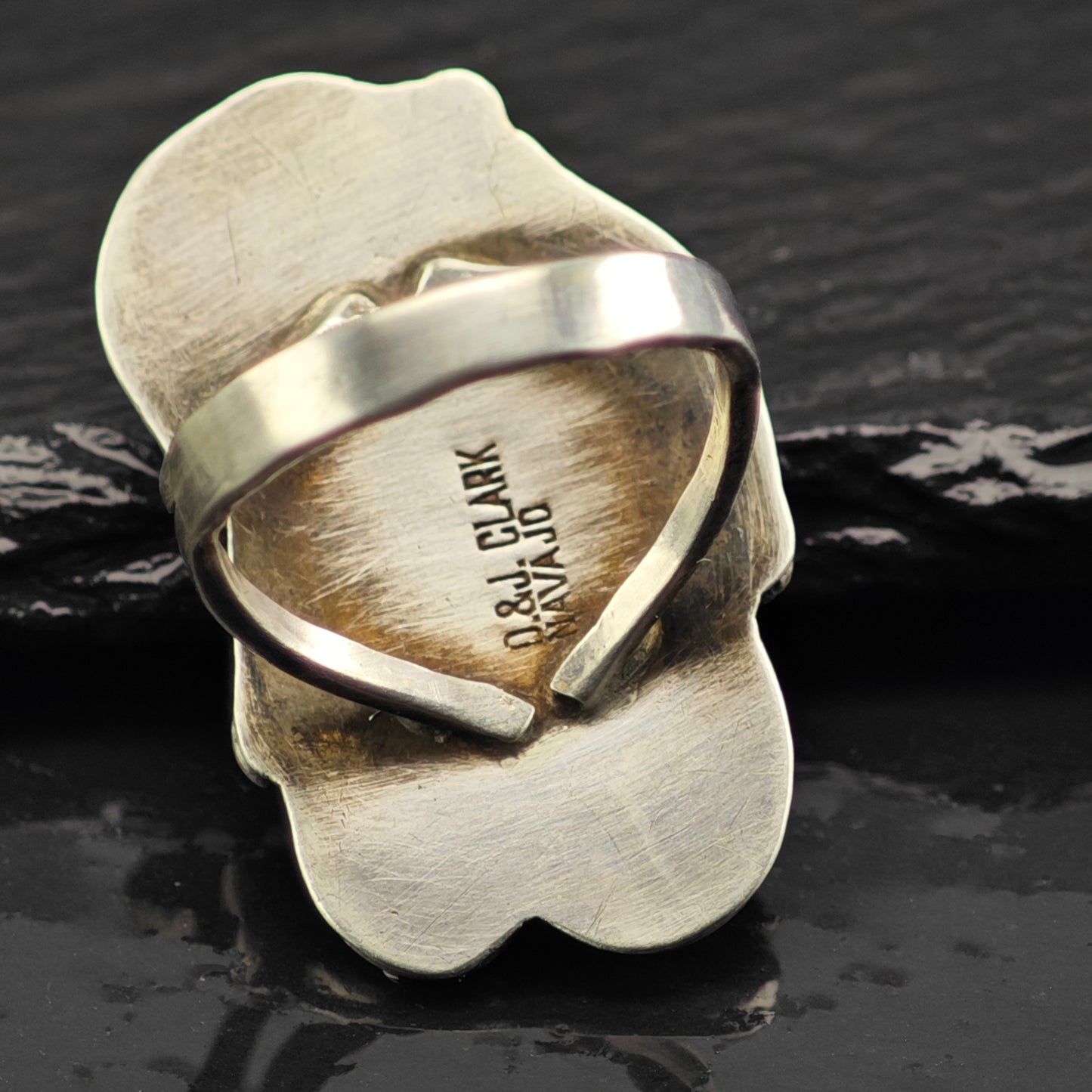 Signed Navajo Bird Floral Ring Sterling Silver Sz 8 1/2 R6423