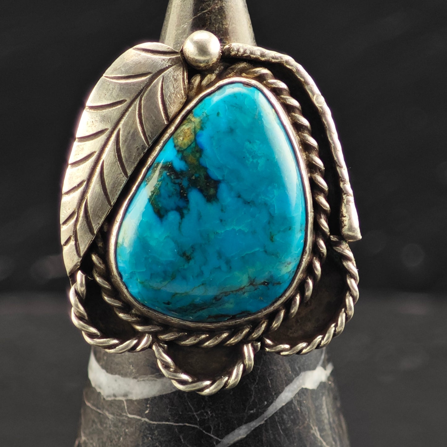 Native American Turquoise Ring Sterling Sterling Sz 7 R6425