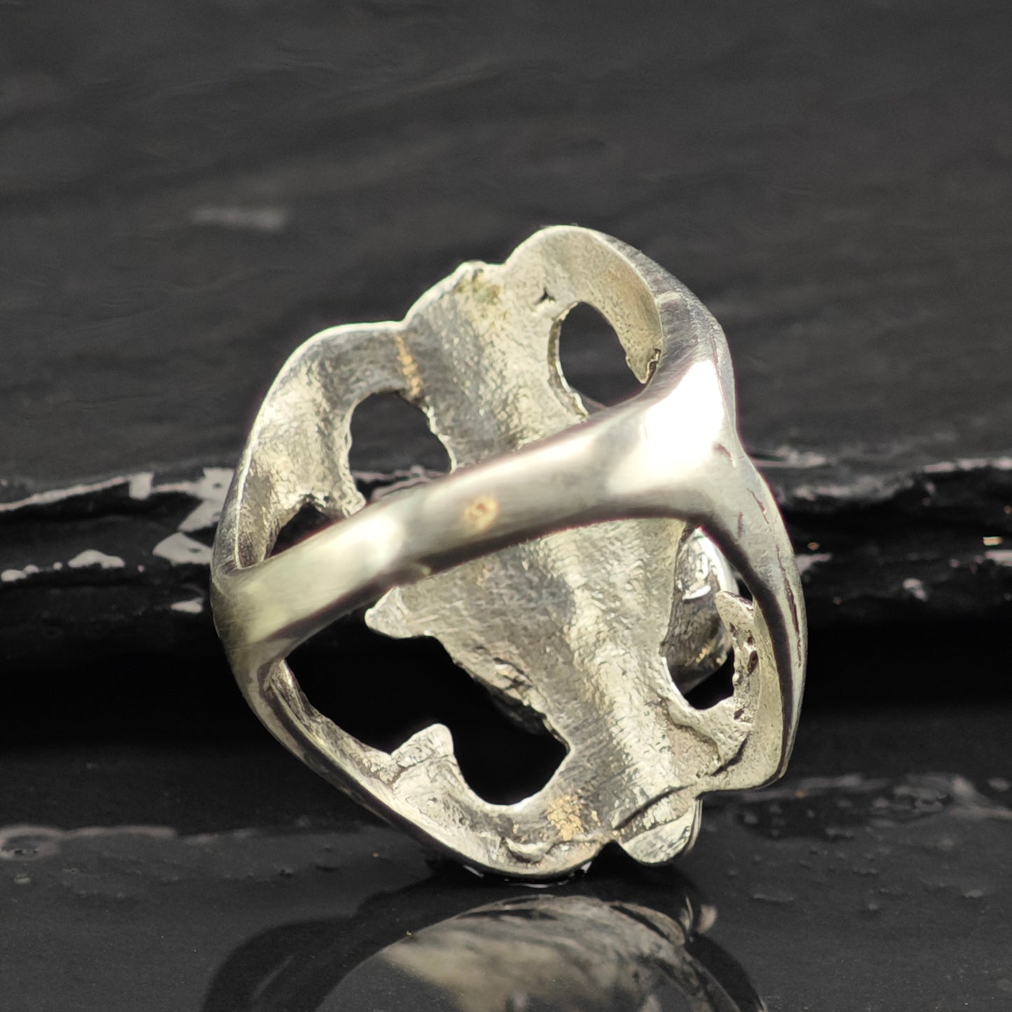 Native American Tufa Cast Turquoise Ring Sterling Silver Sz 8 R6429