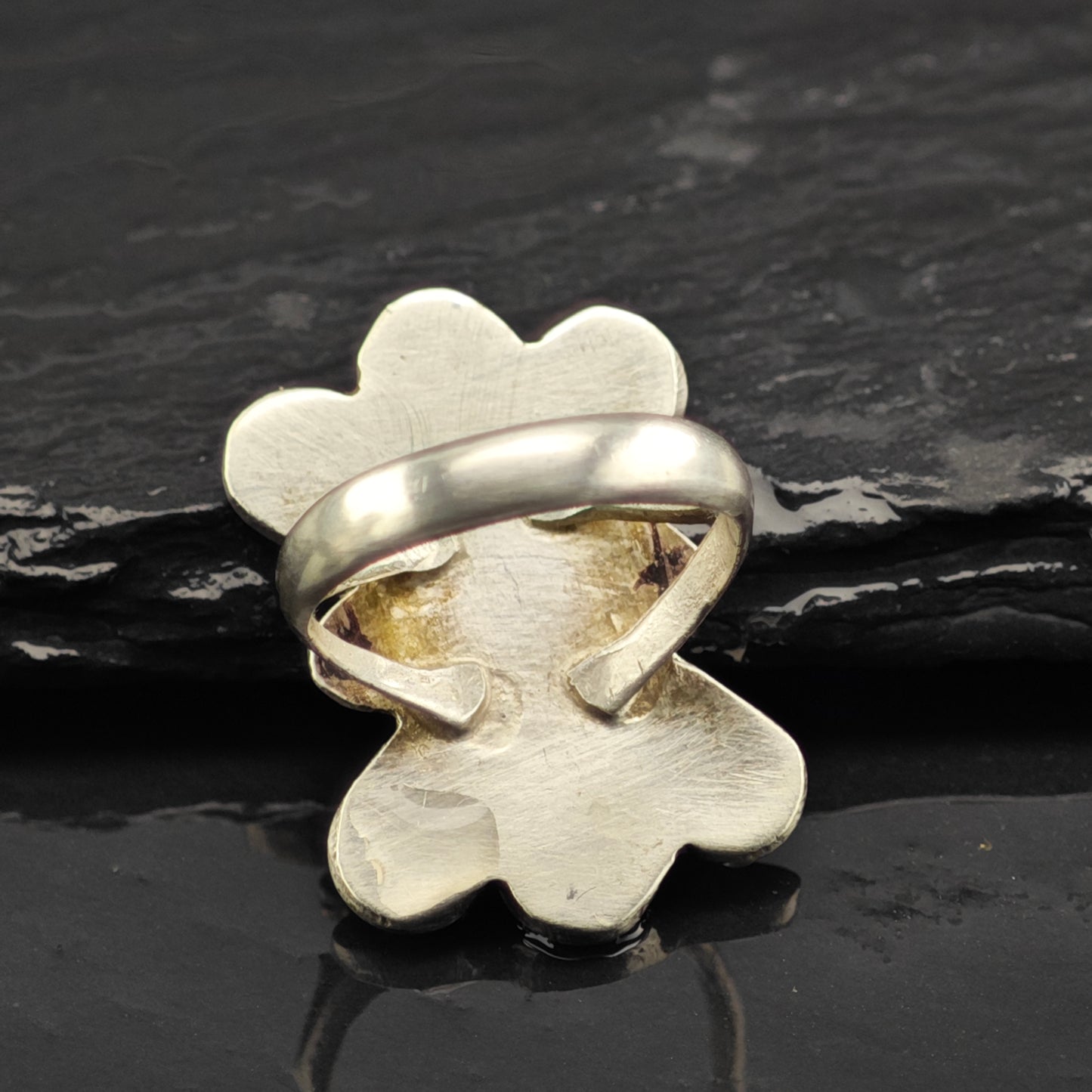 Zuni Turquoise Floral Inlay Ring Sterling Silver Sz 6 R6430