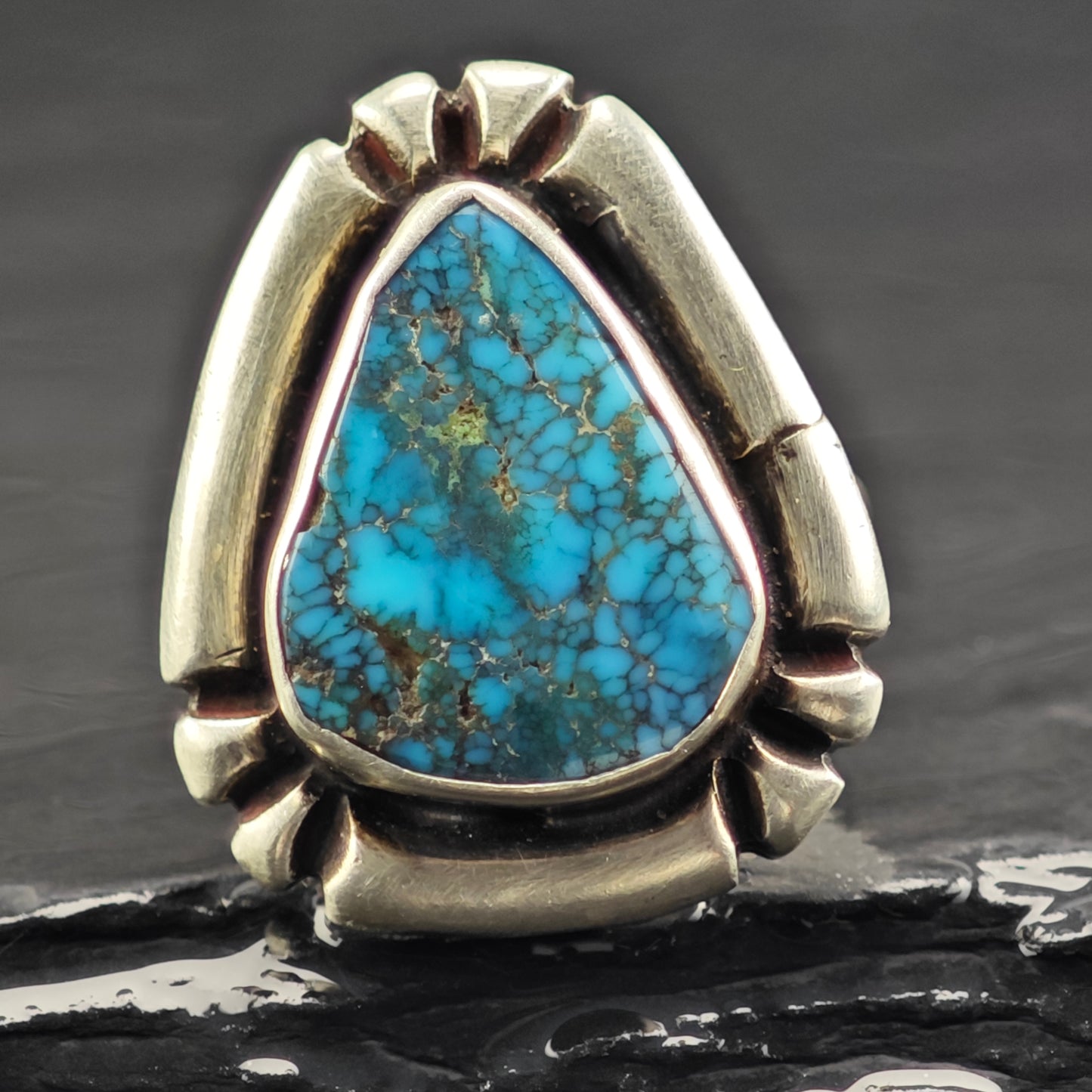 Rare High Grade Turquoise Ring Sterling Silver Sz 5 R6431