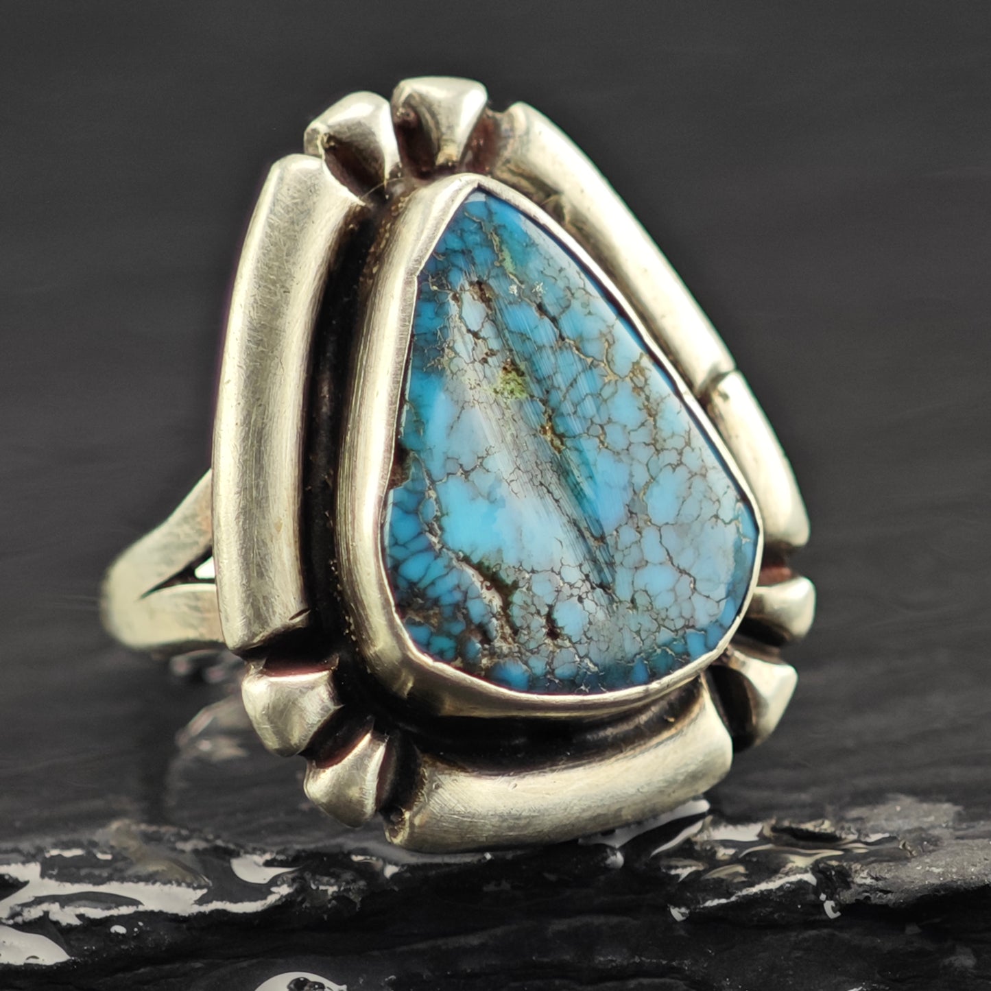 Rare High Grade Turquoise Ring Sterling Silver Sz 5 R6431