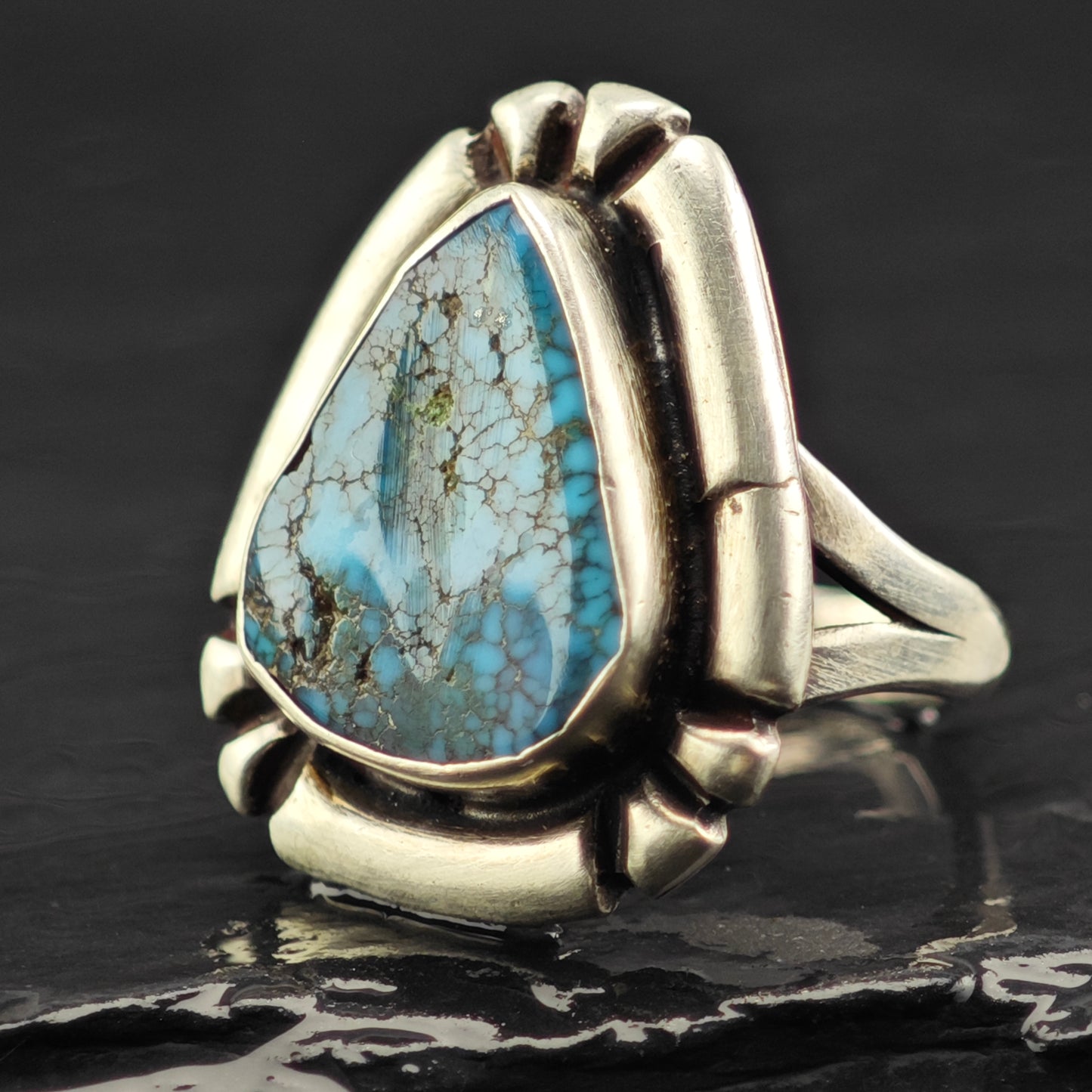 Rare High Grade Turquoise Ring Sterling Silver Sz 5 R6431