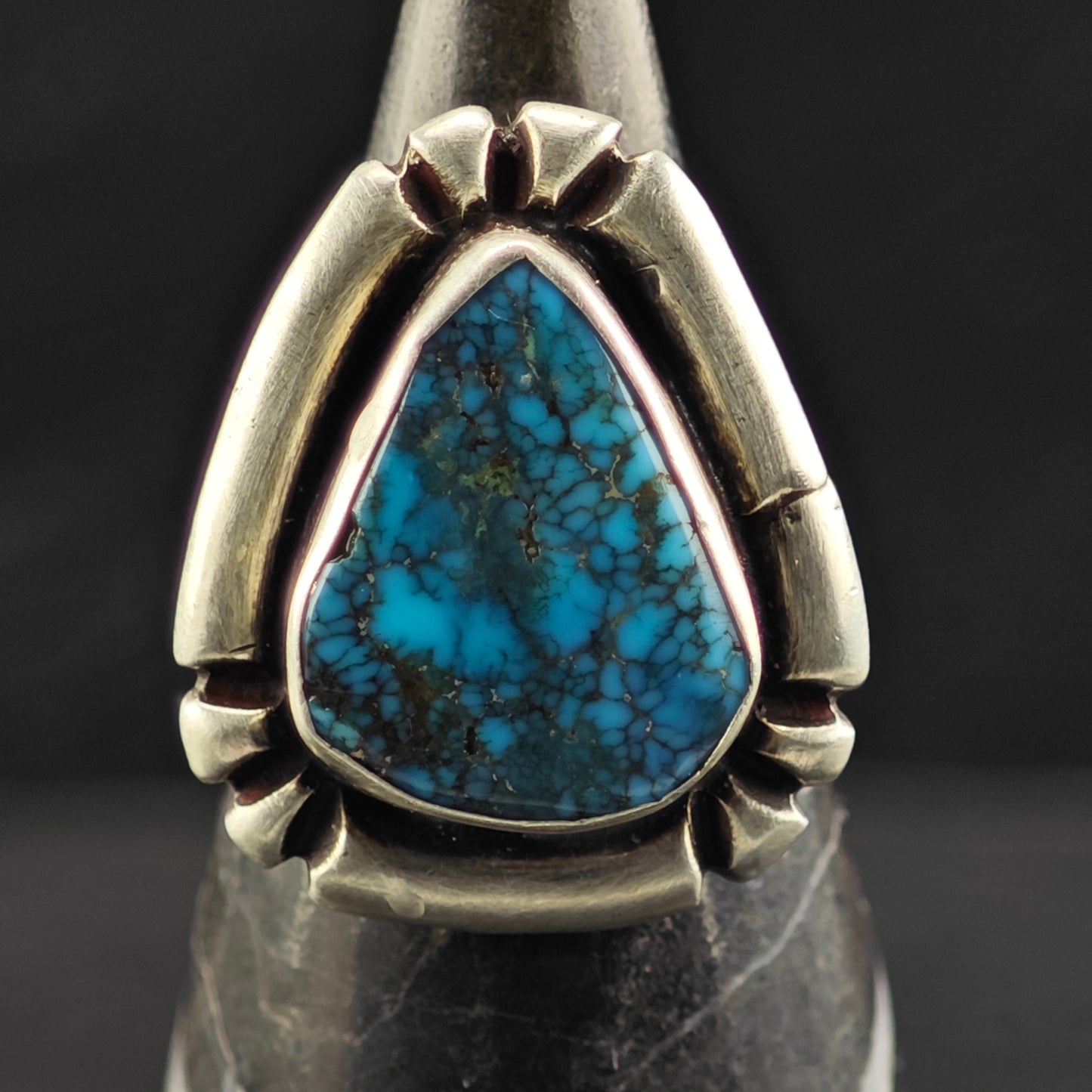Rare High Grade Turquoise Ring Sterling Silver Sz 5 R6431
